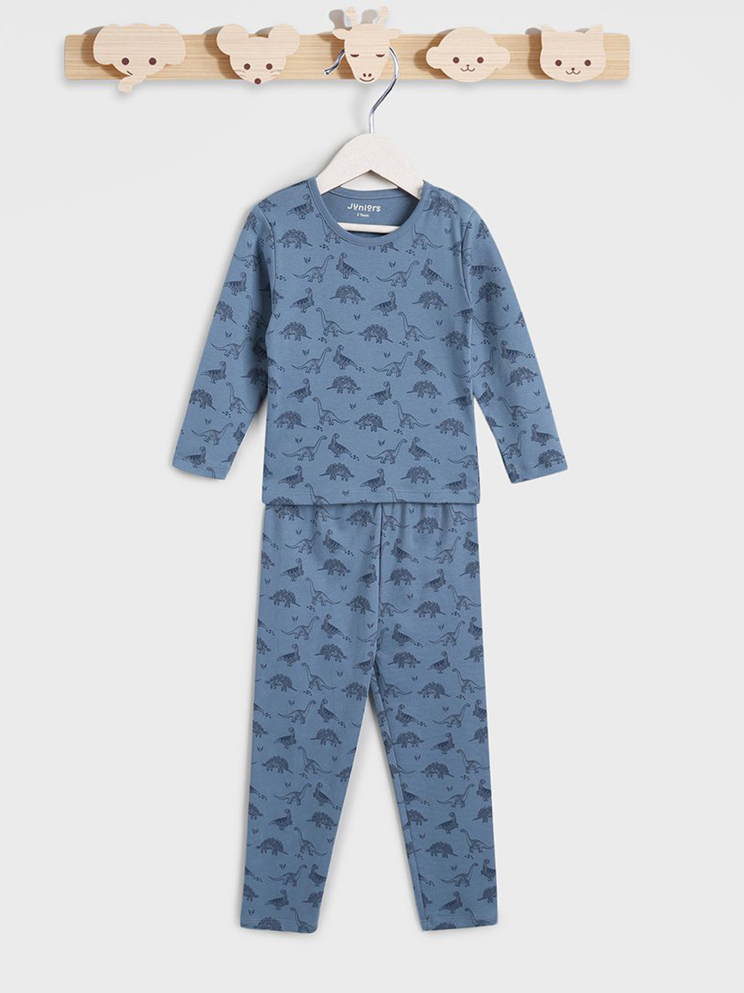 Juniors by Babyshop Boys Dinosaur Printed Pure Cotton T-shirt With Pyjamas