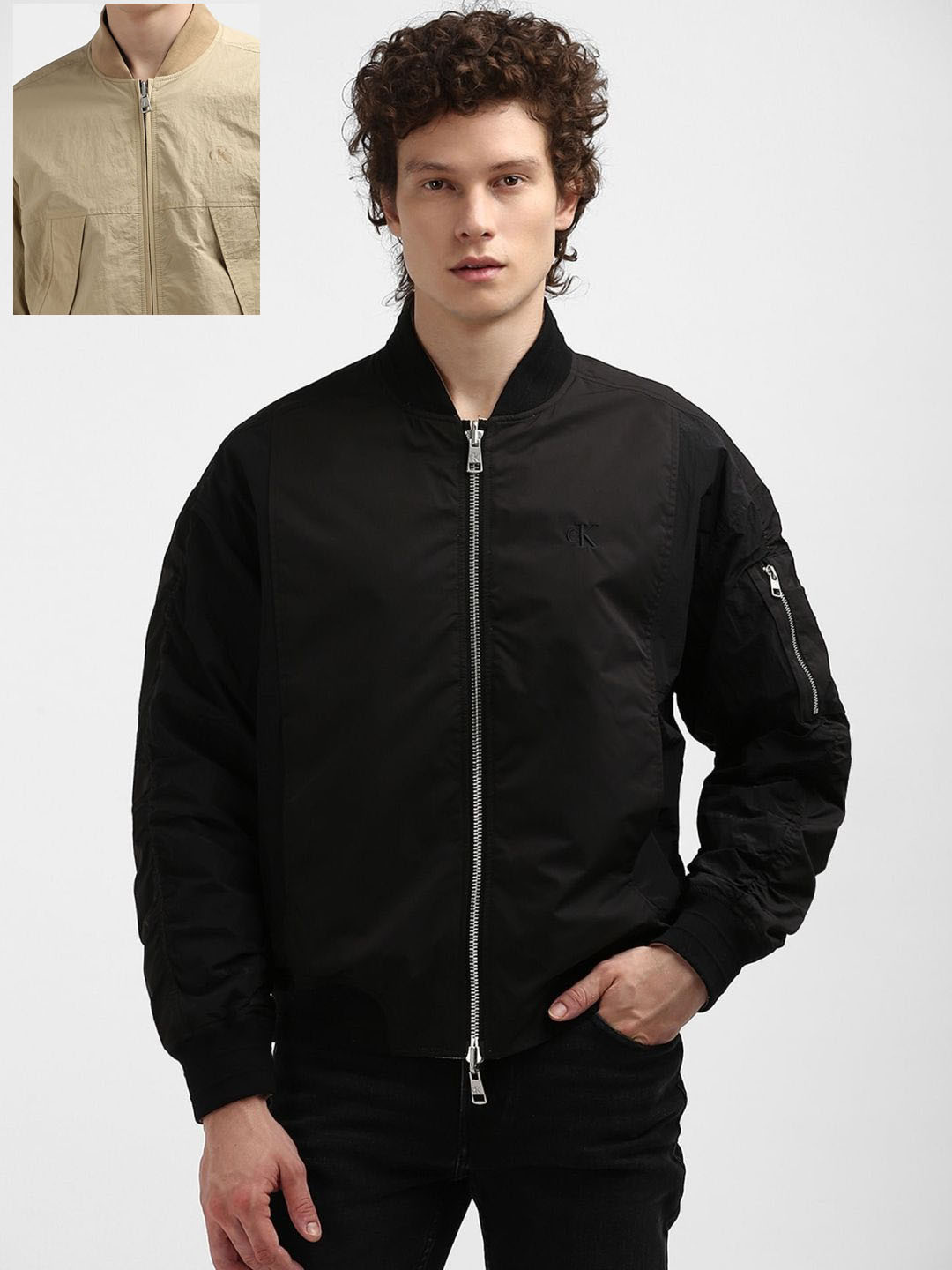 Calvin Klein Jeans Men Reversible Solid Bomber Jacket