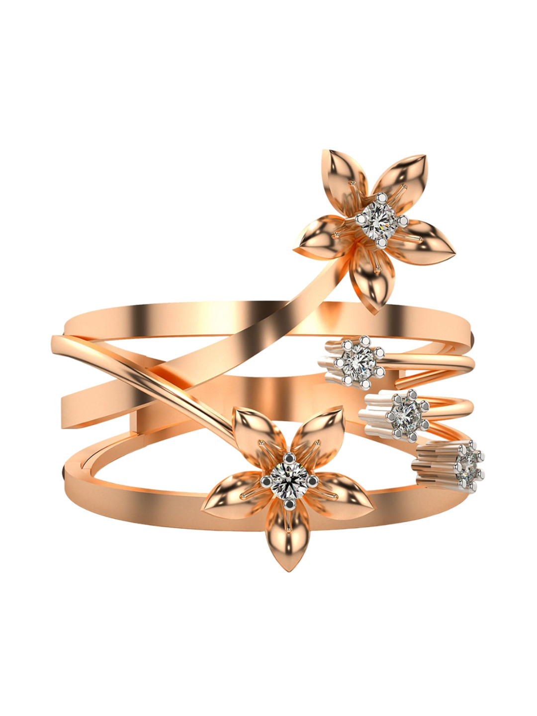 VALANOVA Rose Gold Plated Sterling Silver 0.11 Cts Lab Grown Diamond Ring