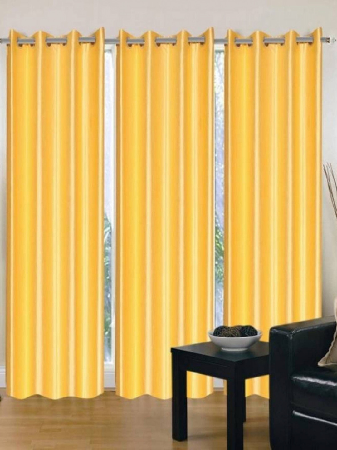 BELLA TRUE Yellow 3 Pieces Long Door Curtains