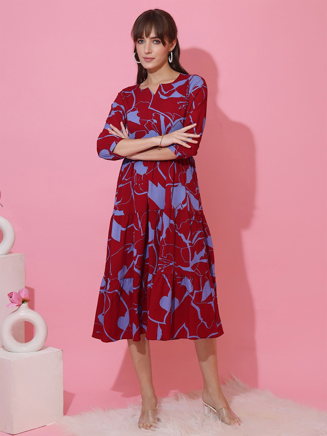 SHEETAL Associates Women Tiered Midi Dress
