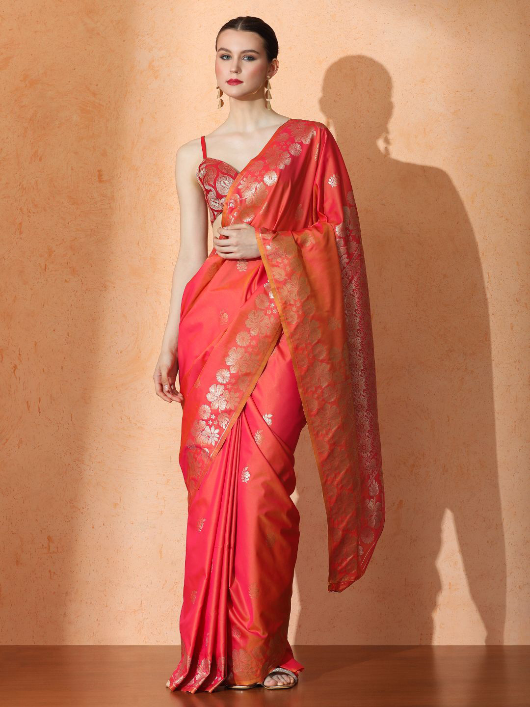 Mitera Floral Woven Design Zari Banarasi Saree