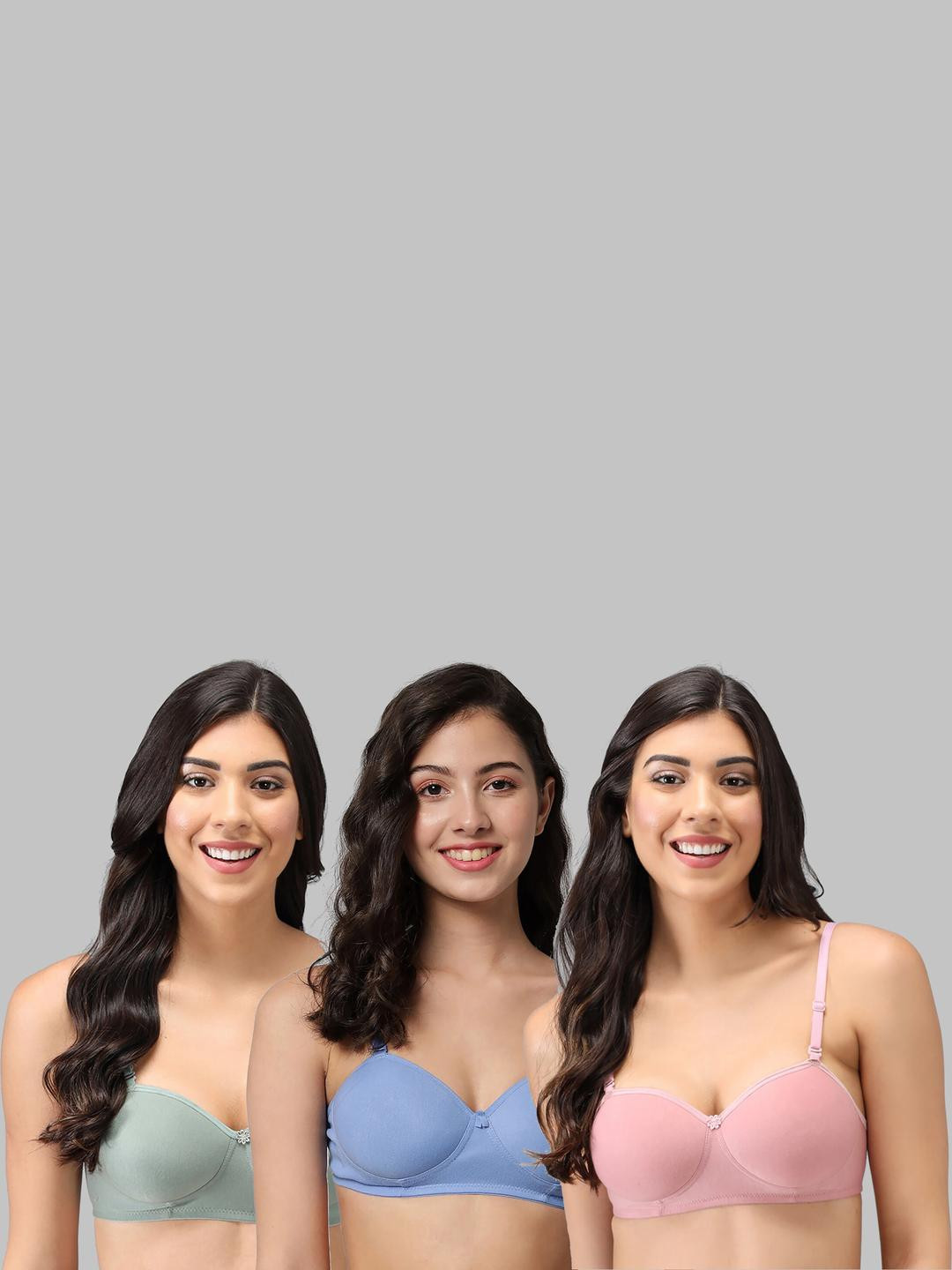 Women Cotton Green,Light Blue,Pink Padded Non-Wired Lingerie Bra Sport wear Gym Crop Tank Top