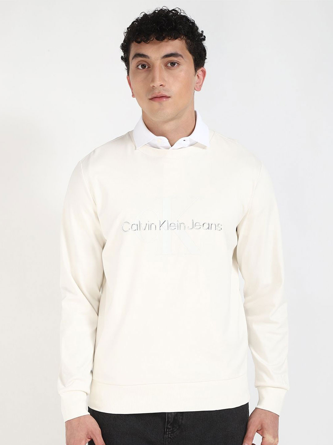 Calvin Klein Jeans HK Mainline Men Brand Logo Printed Cotton Sweatshirt