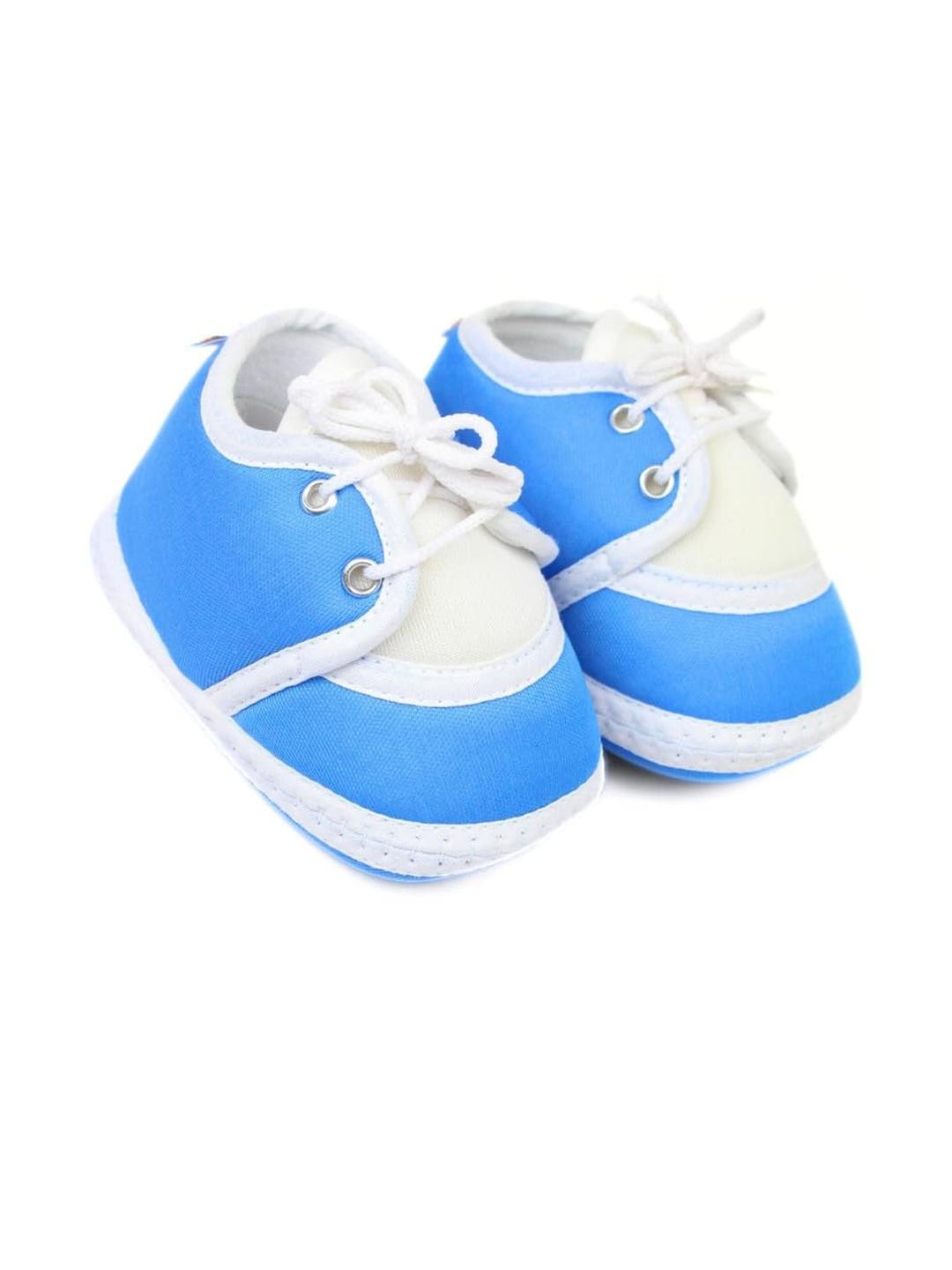 Neska Moda 3 To 12 Months Baby Boys & Baby Girls Cute Soft Cotton Pre-Walker Lace Plain Booties (Toe to Heel Length - 12 cm, Light Blue)