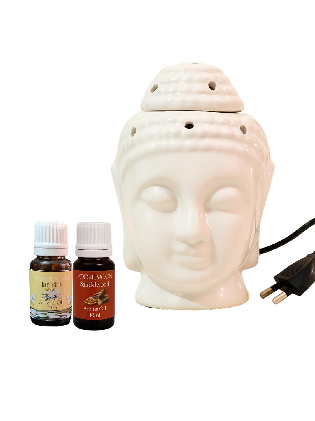Altaica White Electric Buddha Shaped Aroma Diffuser & Set of 2 Aroma Oils