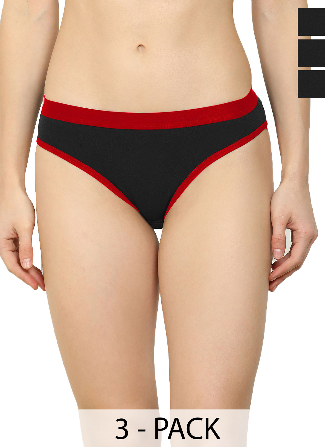 Samvar Pack Of 3 Mid Rise Hipster Briefs BCFP_Red,Purple,Pink_S