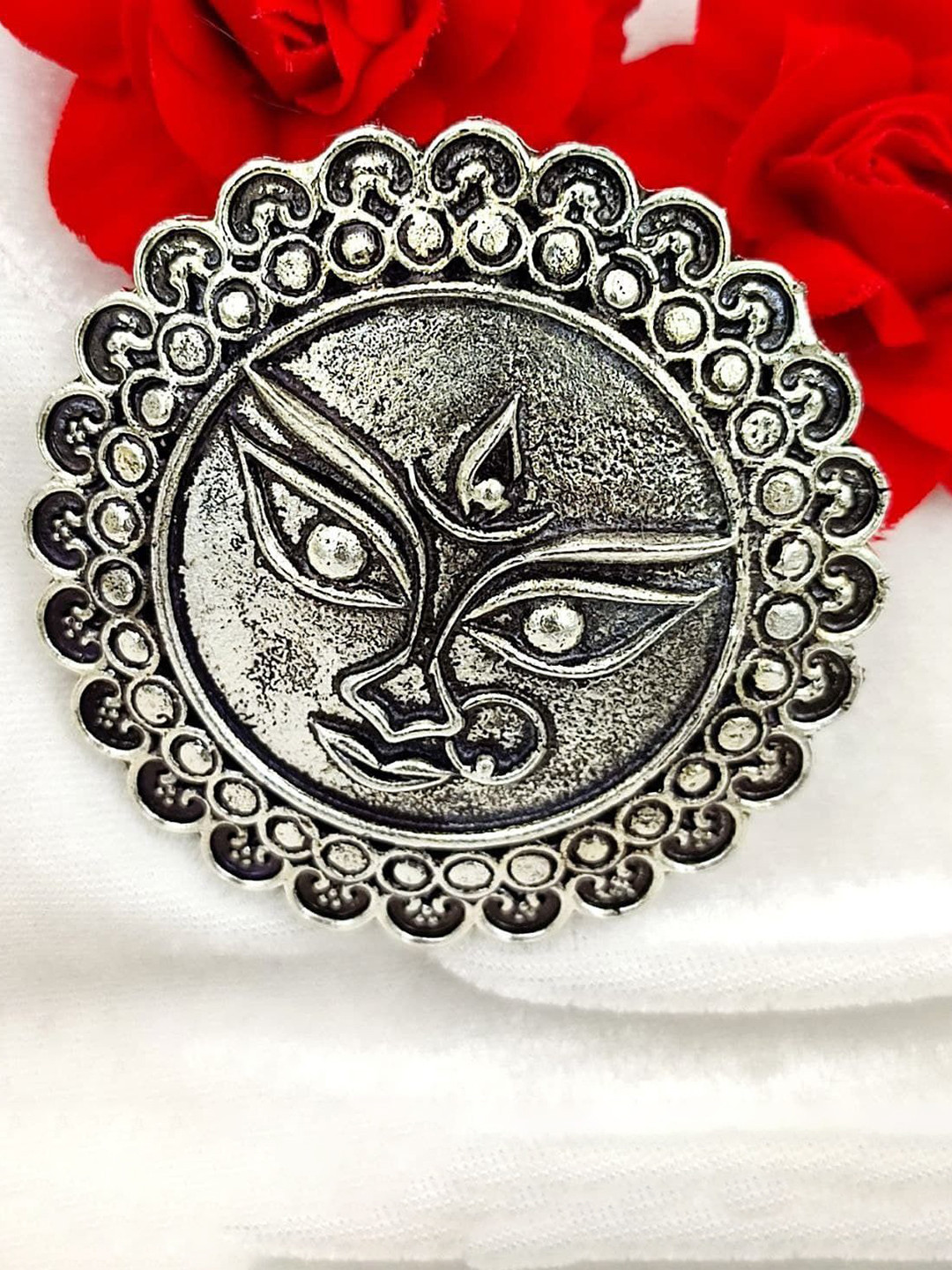 Yash Jewels Emporiums Silver-Plated Maa Durga Adjustable Finger Ring