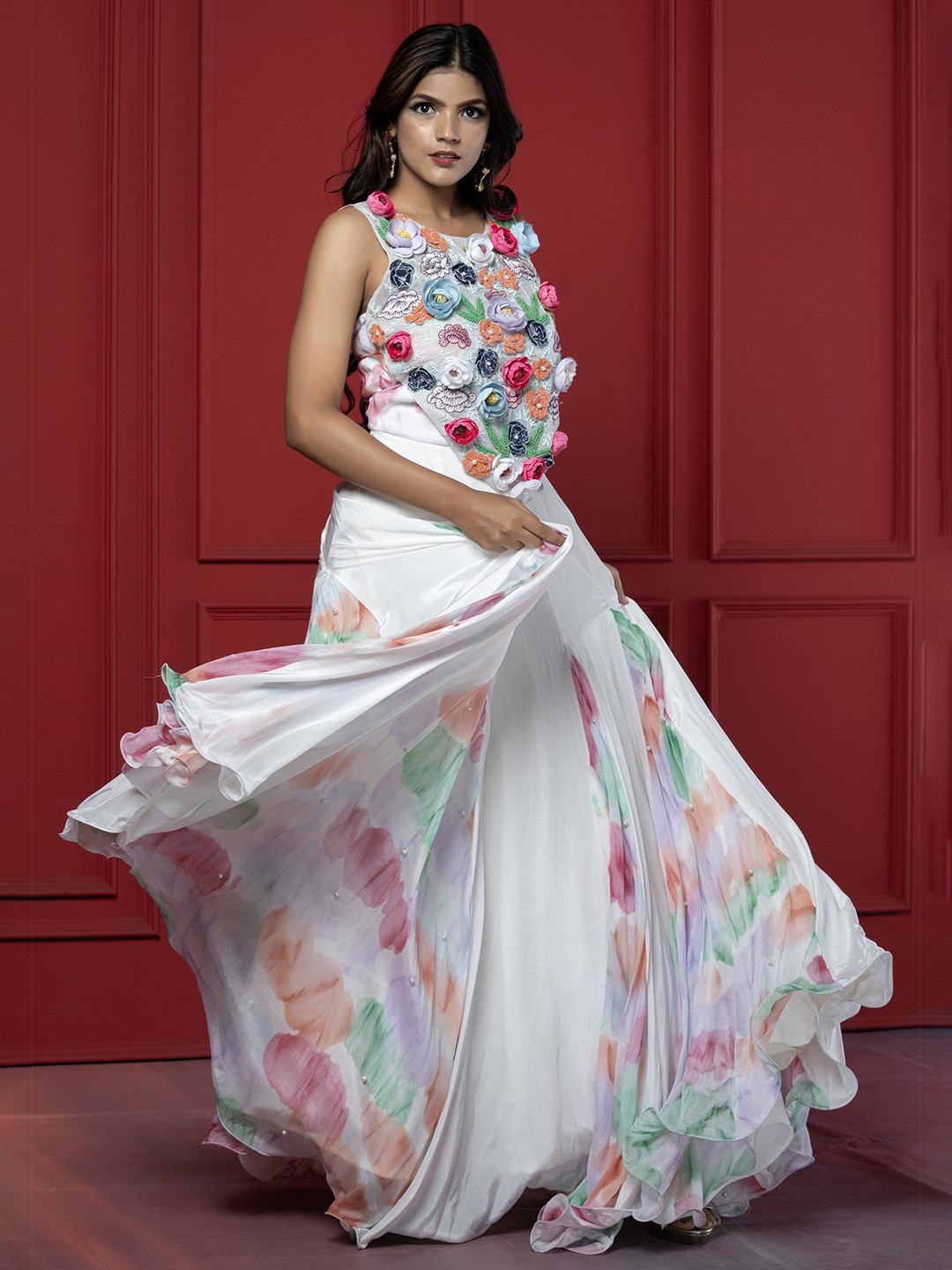 GloballyRonakRBafna Women Embroidered Gown Maxi Dress With Applique Detailing