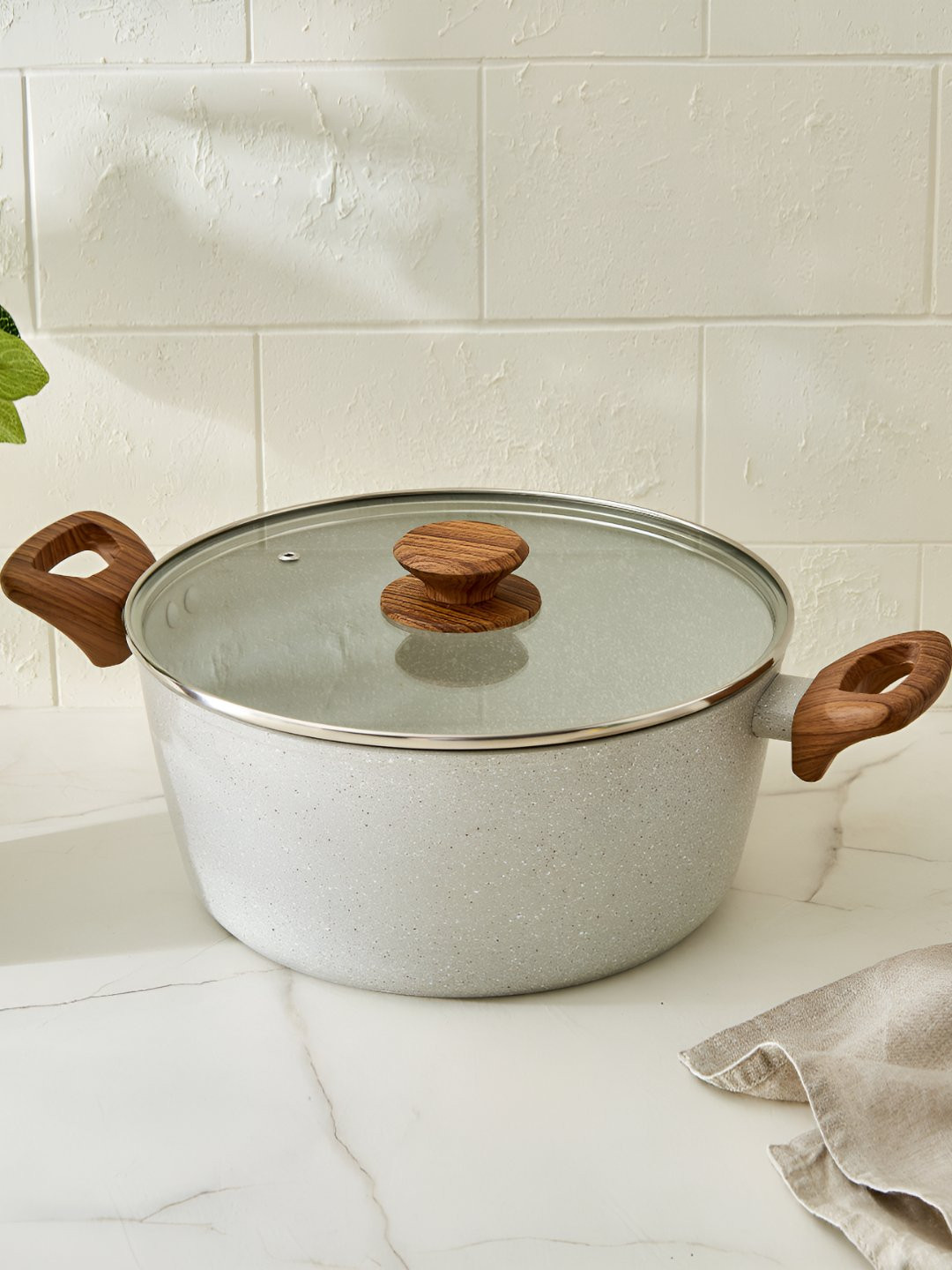 Home Centre Allure Lian Grey & Brown Cook and Serve Casserole With Lid - 5.4 L