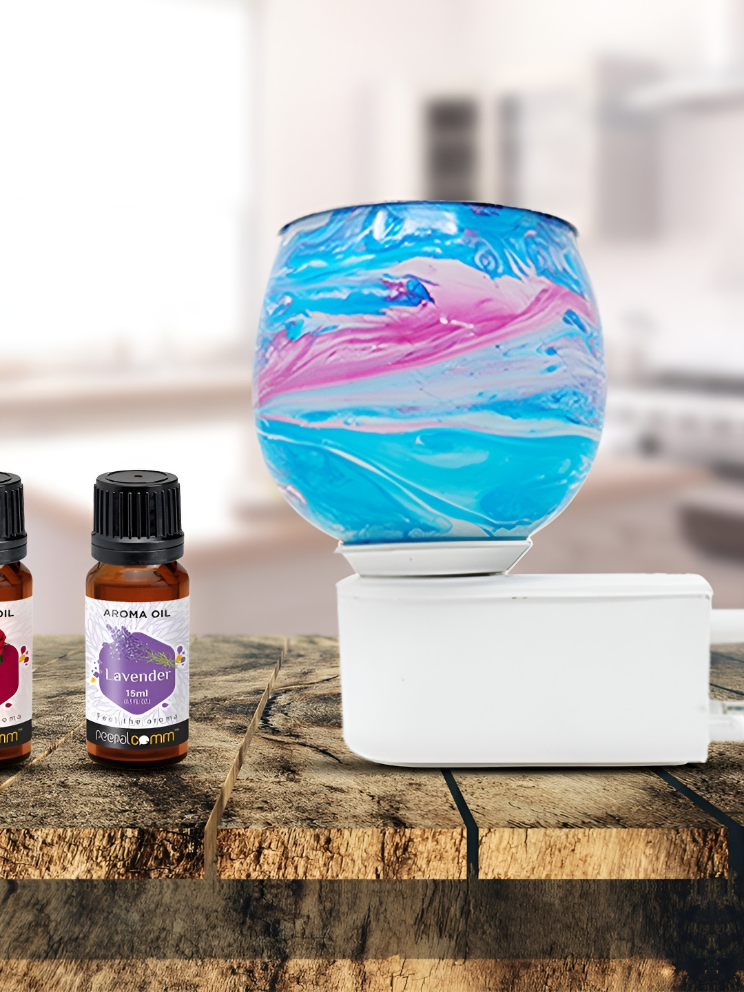 PEEPALCOMM Blue 3 Pieces Marble Printed Electric Aroma Oil Diffuser With Scented Oils