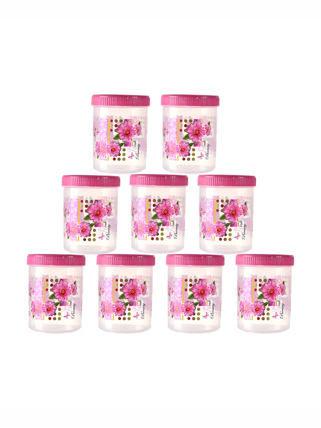 Aura Pink & Transparent 9 Pieces Easy To Clean Box Containers