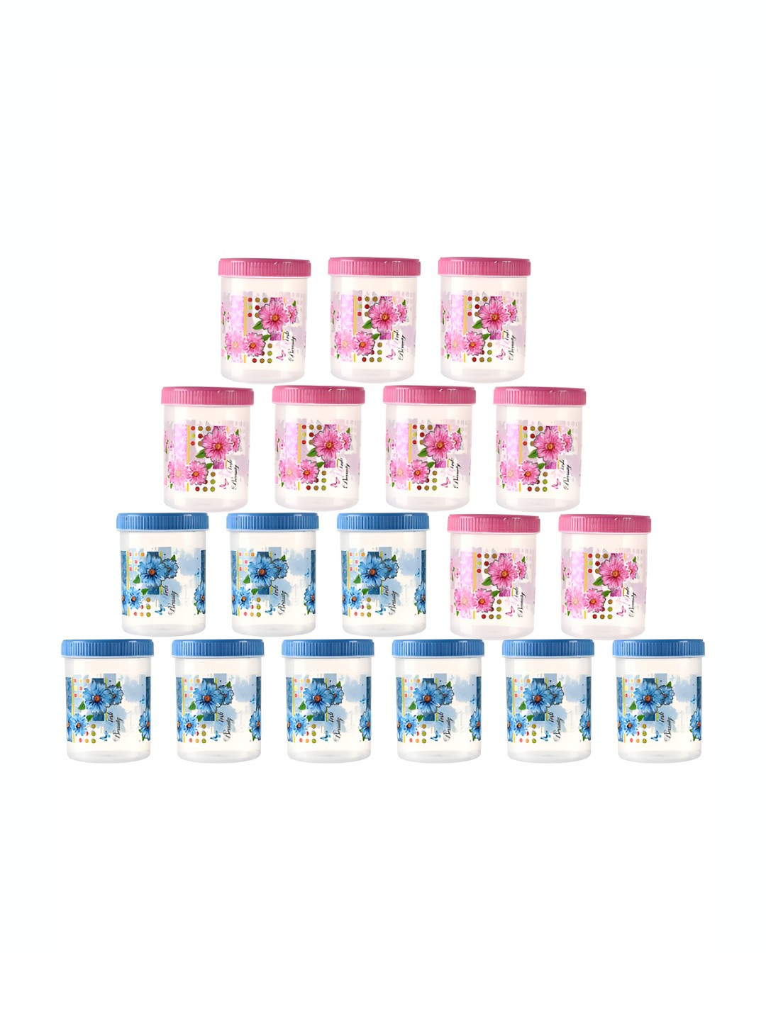 Aura Transparent 18 Pieces Printed Easy To Clean Round Box Containers