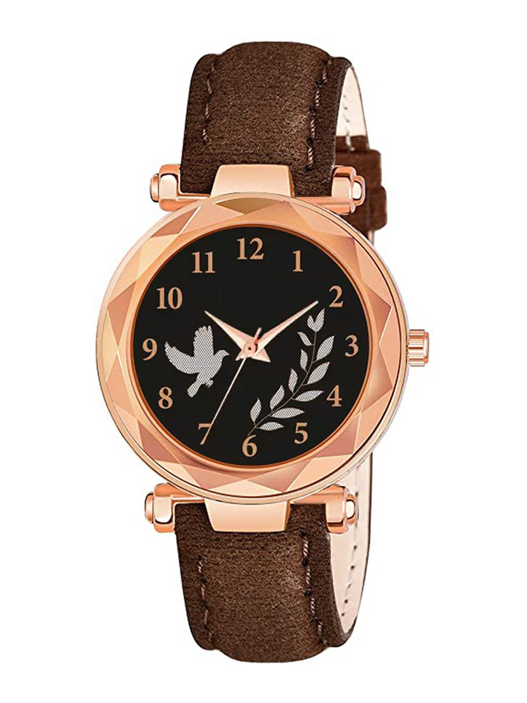 Gopal Shopcart Unisex Leather Straps Analogue Watch GR379RG BIRD BRO Ve L