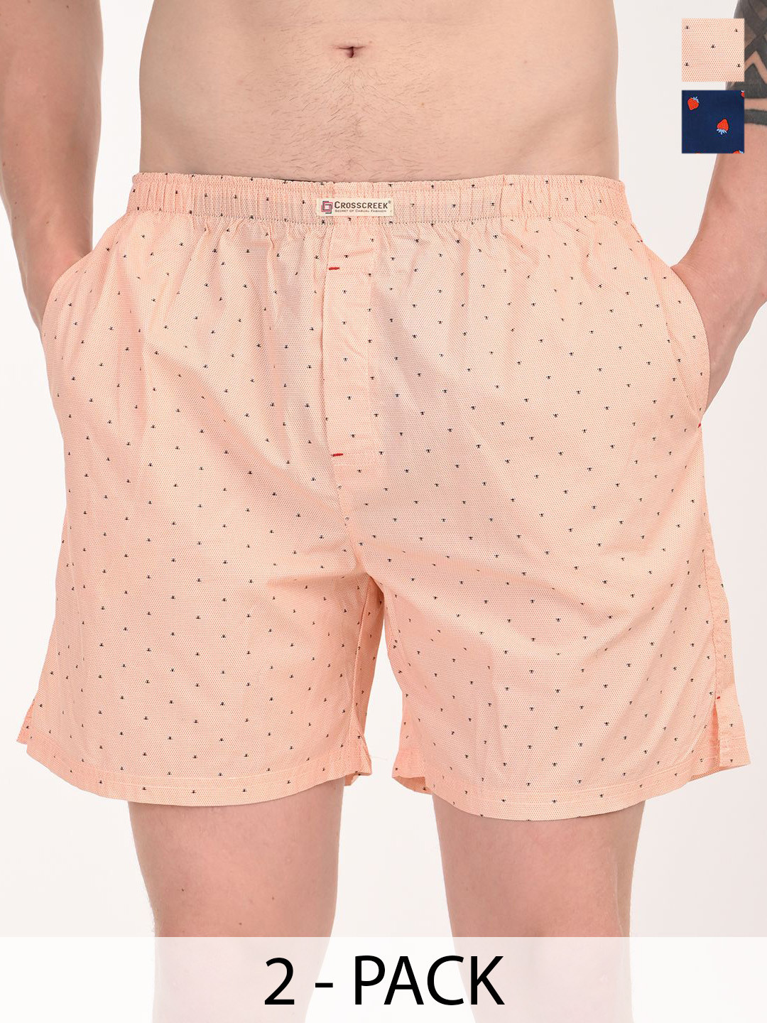Crosscreek Men Pack Of 2 Printed Pure Cotton Boxers BXRC07U