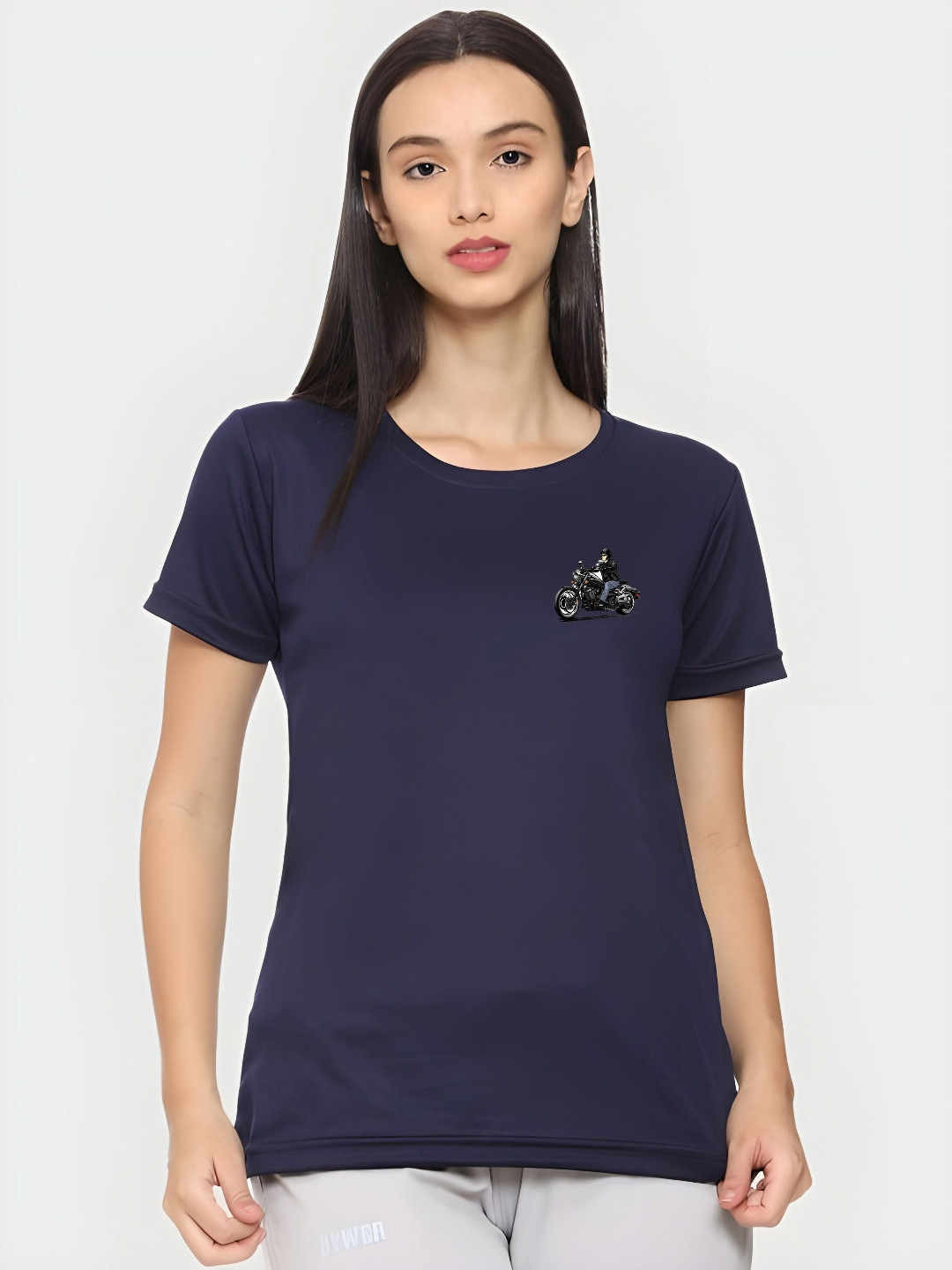 TRENDSATTIRE Navy Blue Graphic Round Neck Casual T-shirt