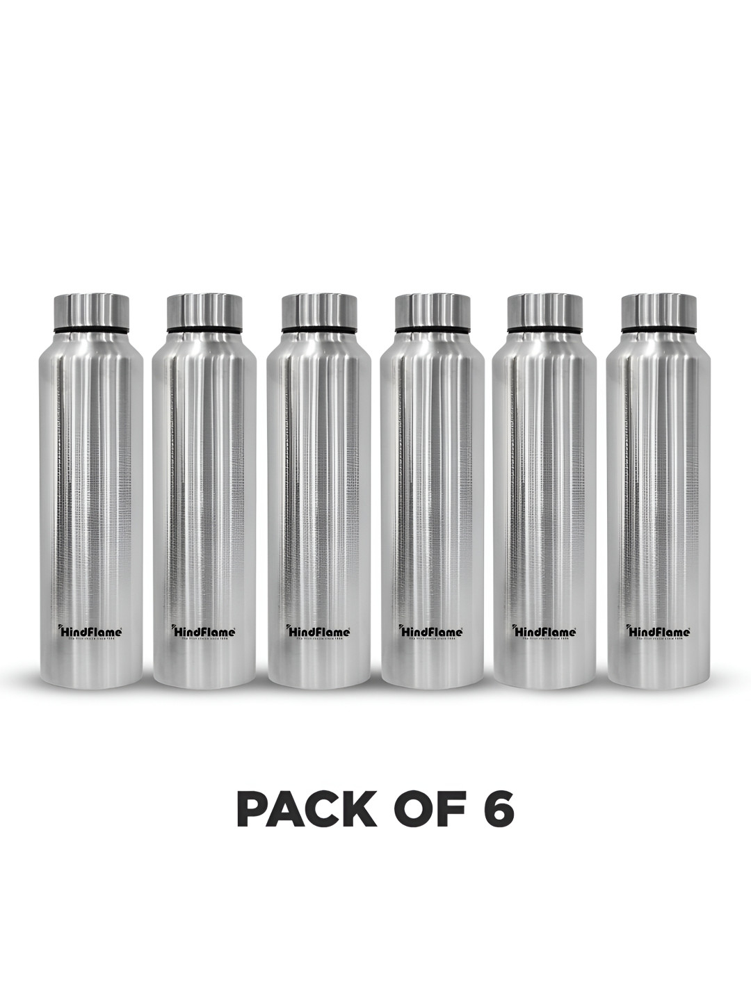 Hindflame Silver Steel Pro (Pack of 6) Stainless Steel Wall Vacuum Water Bottle 1000ml