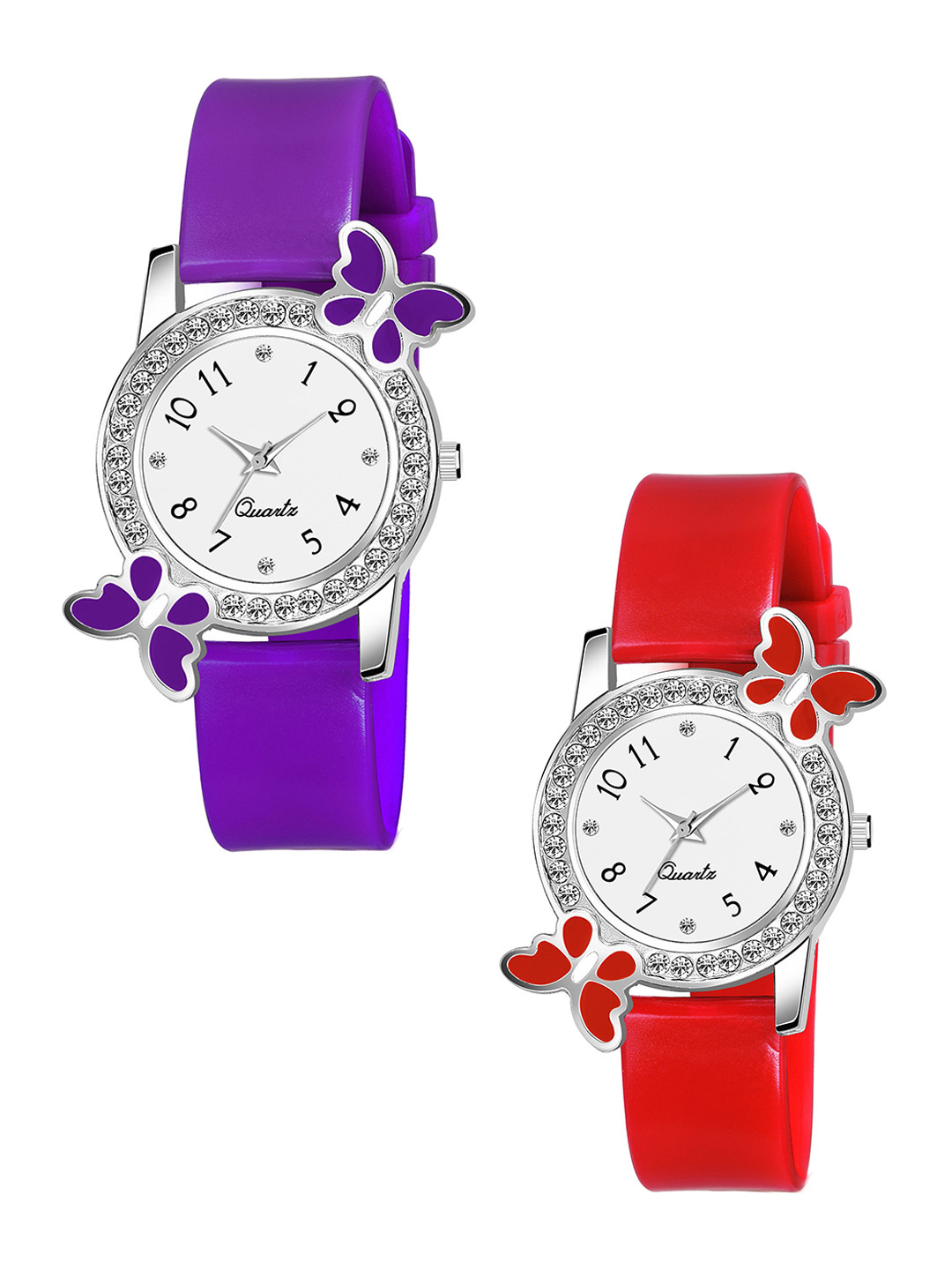 Gopal Shopcart Unisex Embellished Dial & Straps Analogue Watch BF Purple Red_F