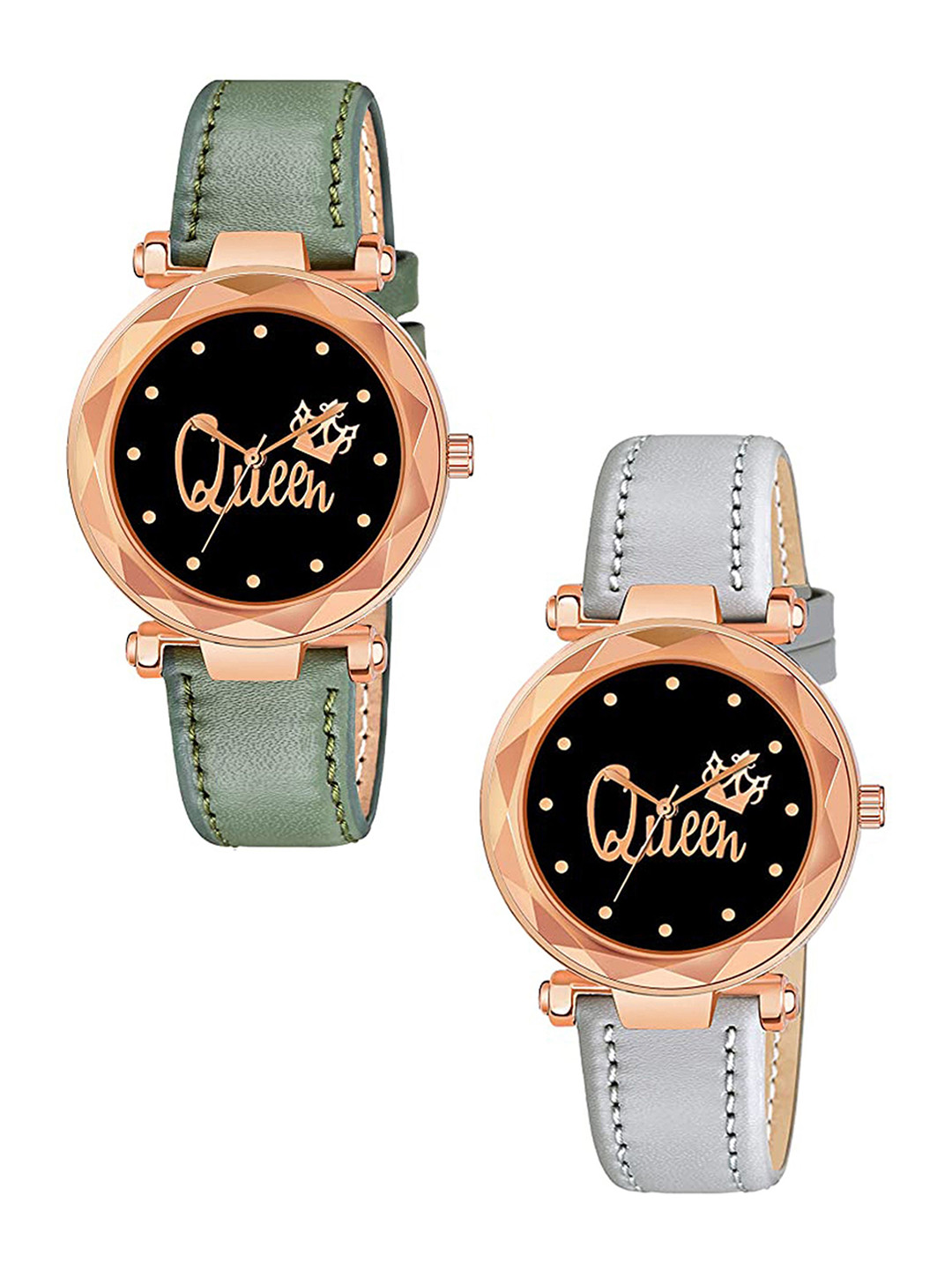 Gopal Shopcart Unisex Pack of 2 Embellished Dial Analogue Watch GR379RG Q GRE GERY L