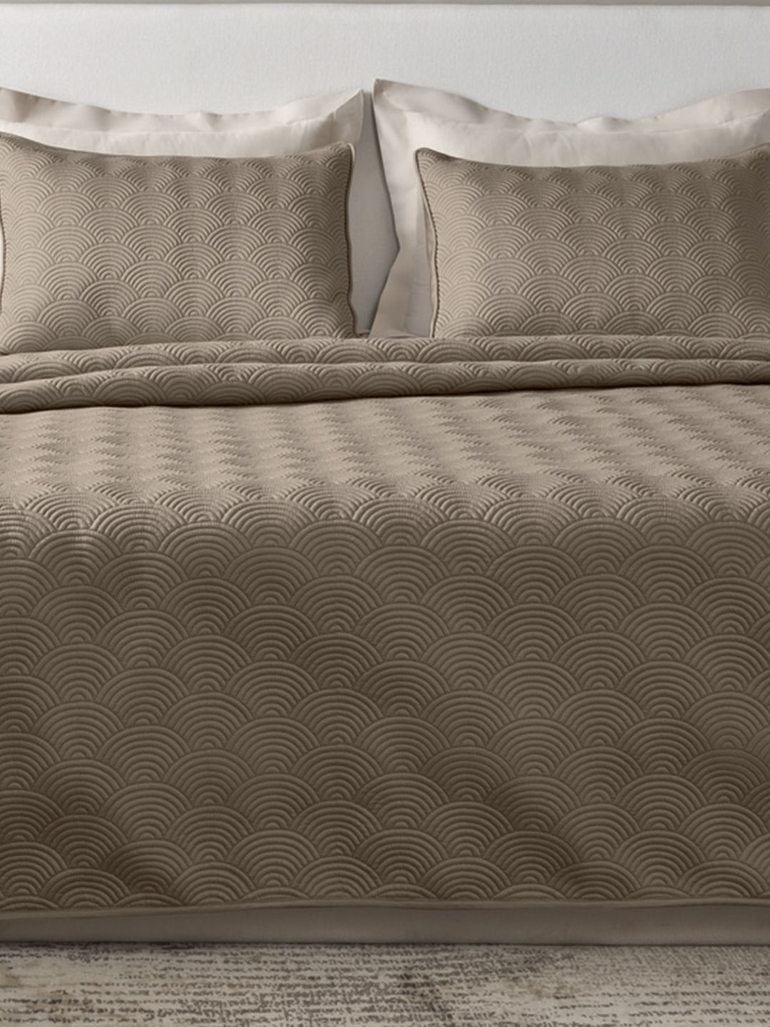 SANSAAR A DDECOR BRAND LIVE CONSCIOUSLY Brown Self Design Cotton 3 Piece Bedding Set