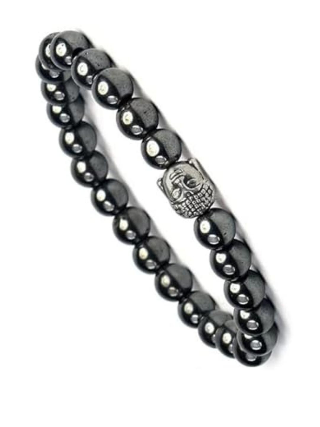 VIBESLE Unisex Black Buddha Beads Charm Bracelet