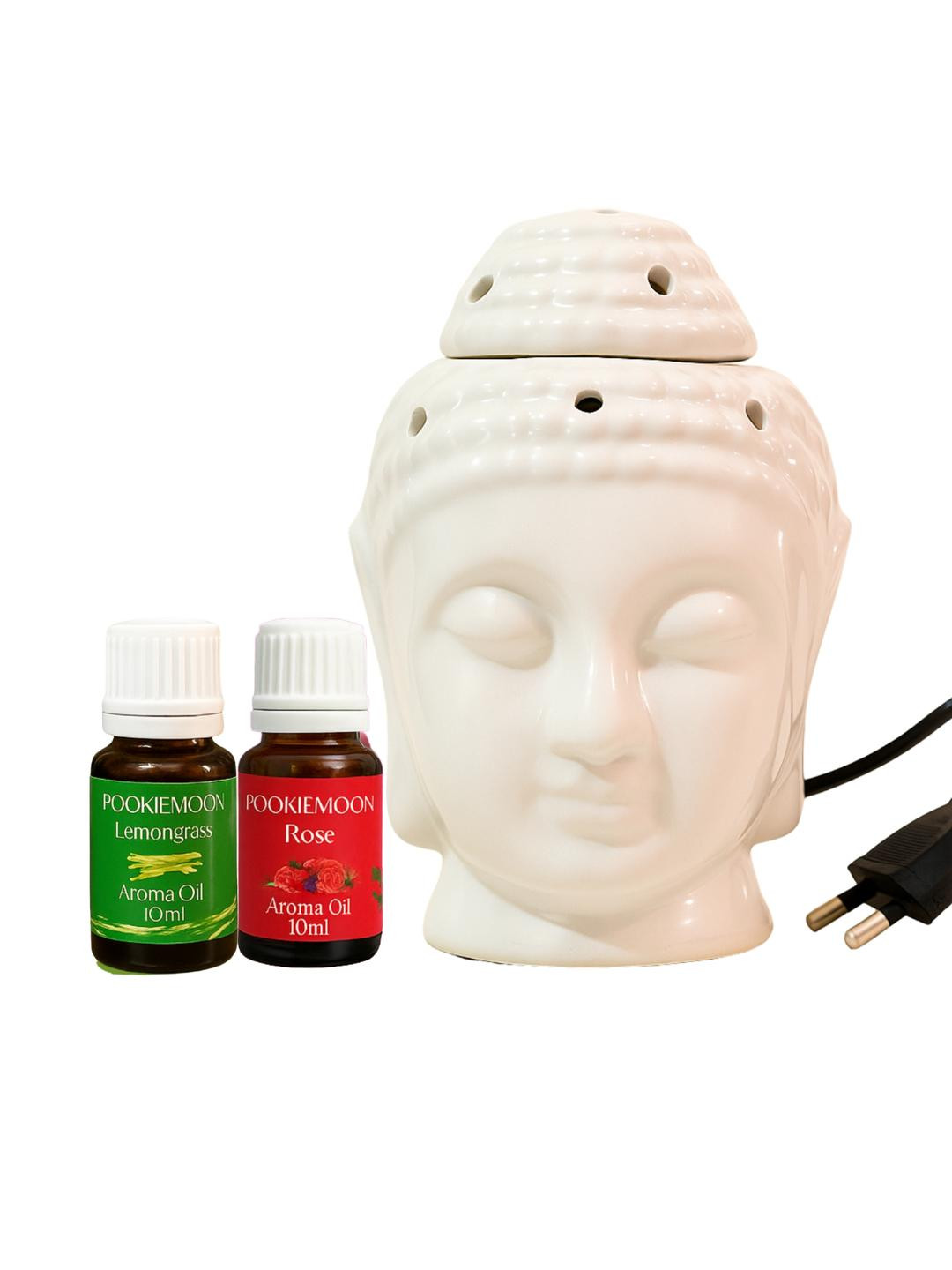 Pookiemoon Set Of 2 White Electric Ceramic Buddha Shaped Aroma Diffuser 10ml Each