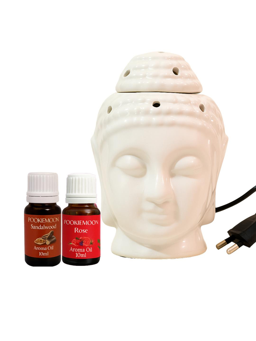 POOKIEMOON Ceramic Buddha Diffuser with Rose and Sandalwood Oils 10ml