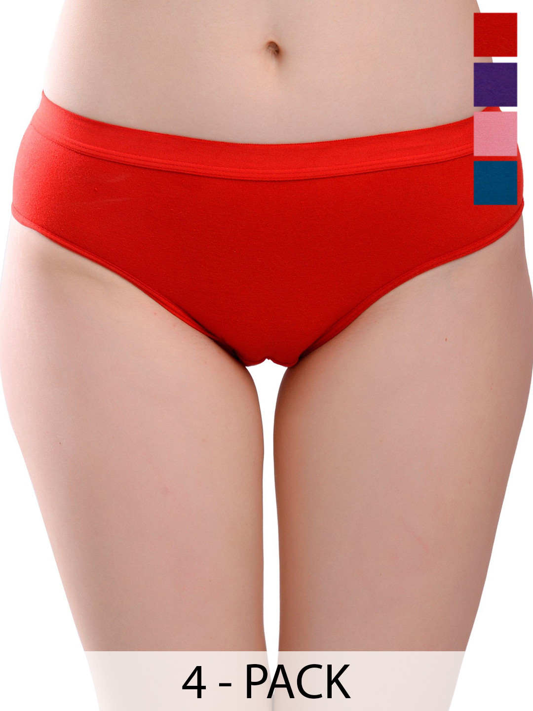 DHANDAI FASHION Women Pack Of 4 Hipster Briefs Mid-Rise Soft Cotton Panty (DC-M-3)Mlt
