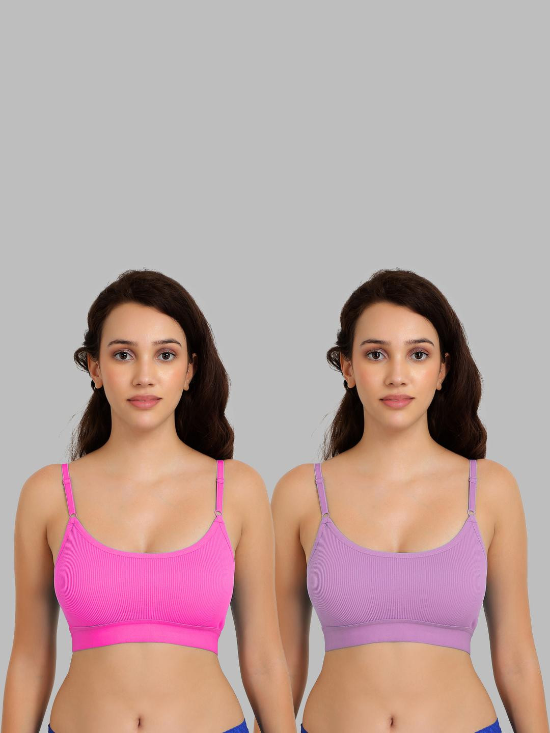 Women Cotton Pink,Purple Non Padded Non-Wired Lingerie Bra Sport wear Gym Crop Tank Top