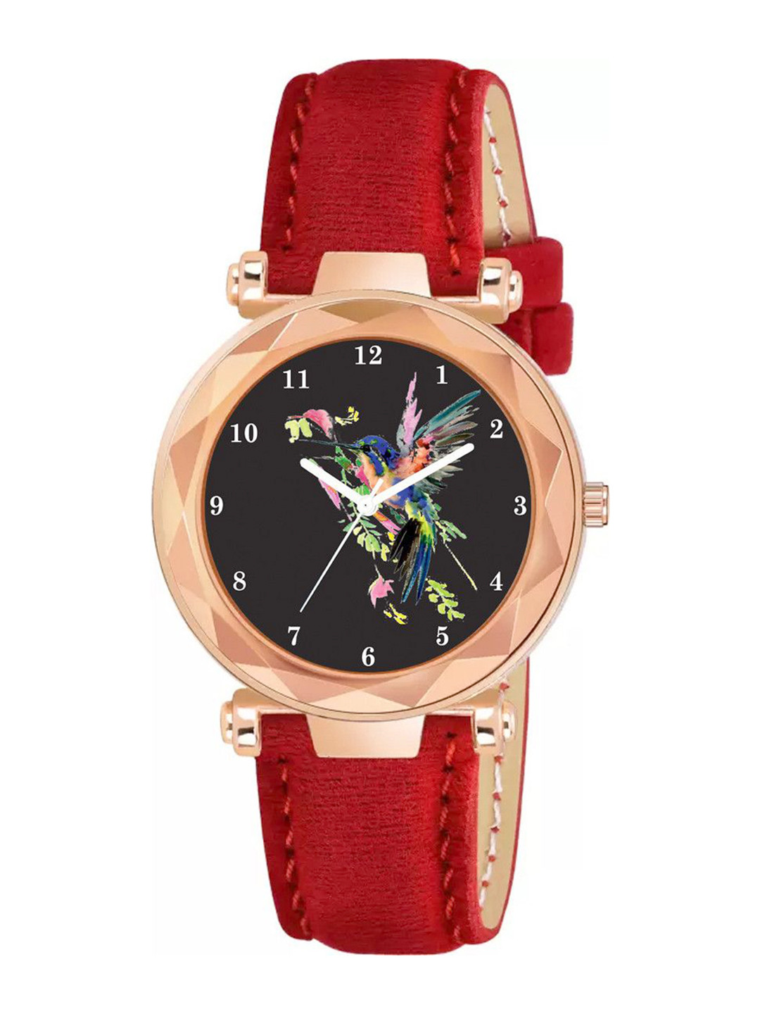 Gopal Shopcart Unisex Printed Dial&Textured Strap Analogue Watch GR379RG Chakali Red Vel L