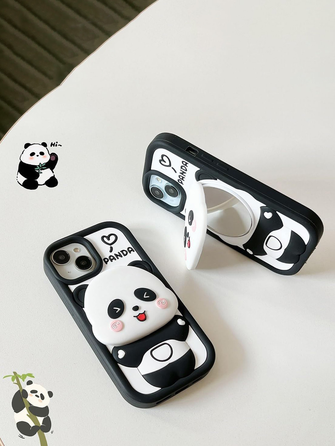 CASE CREATION iPhone 14 Pro 3D Panda Mirror Cartoon Stand Case Mobile Accessories