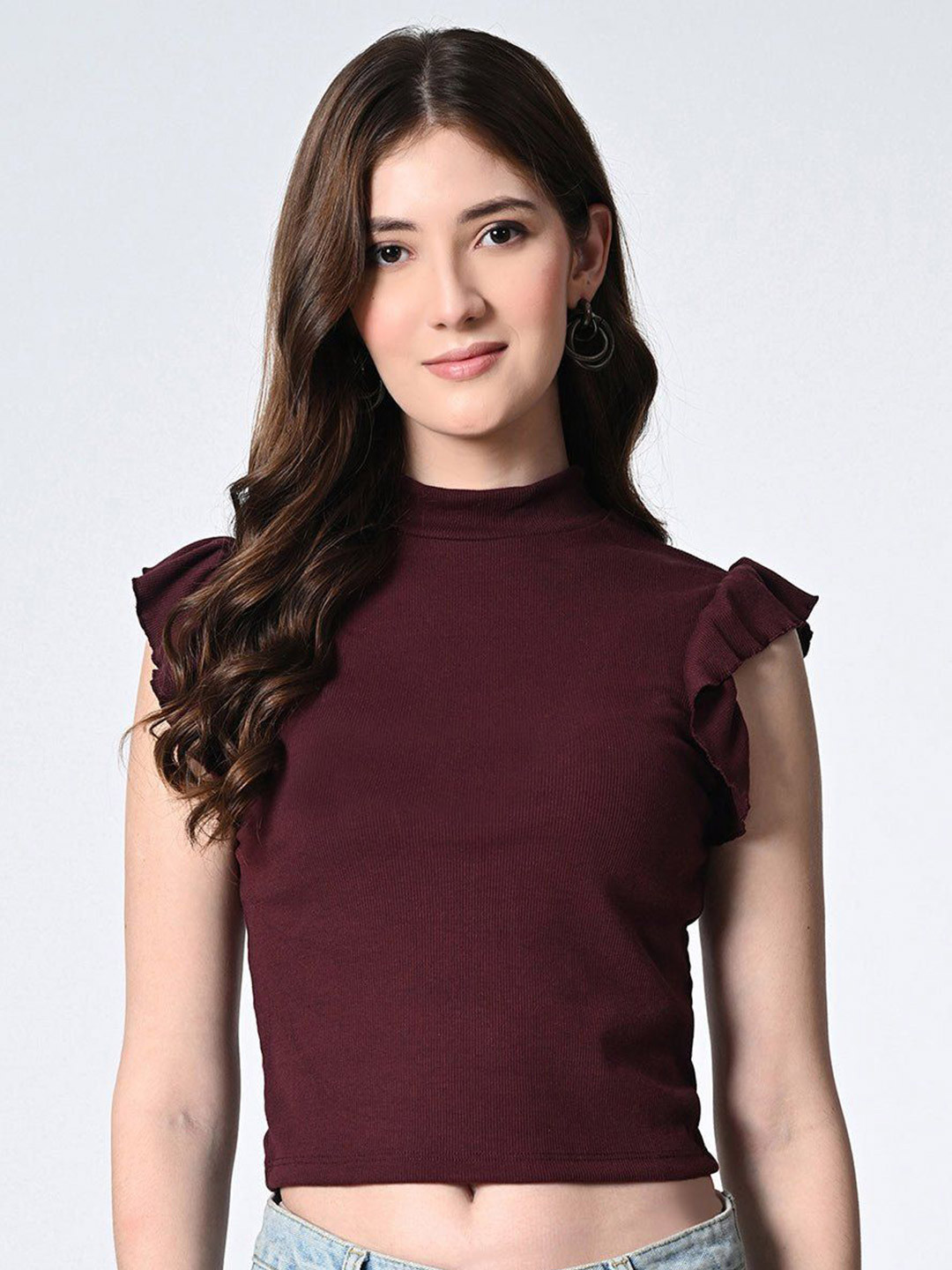 PRETILLY Women Ruffled Sleeveless Crop Top