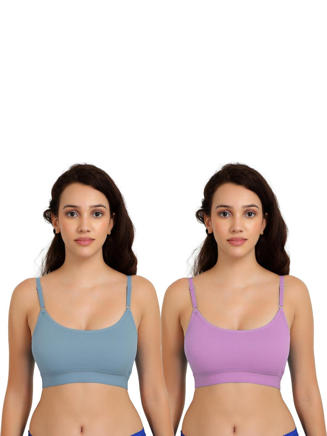 Women Cotton Blue,Purple Non Padded Non-Wired Lingerie Bra Sport wear Gym Crop Tank Top