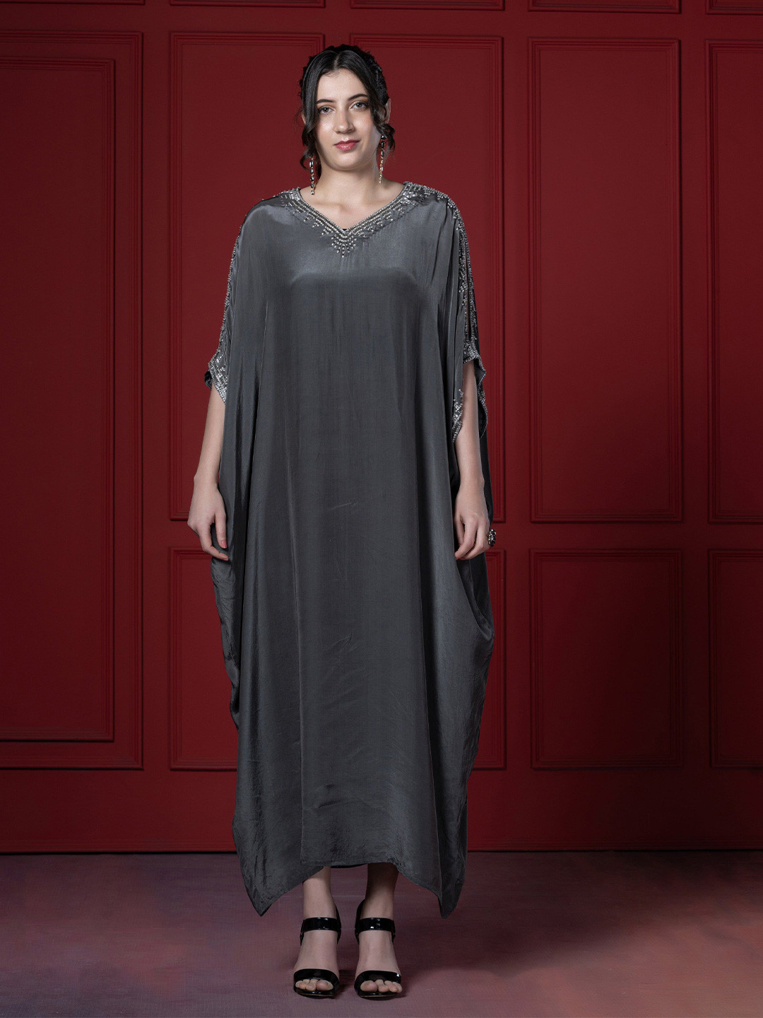 GloballyRonakRBafna Women Kaftan Embroidered Styling Maxi Dress