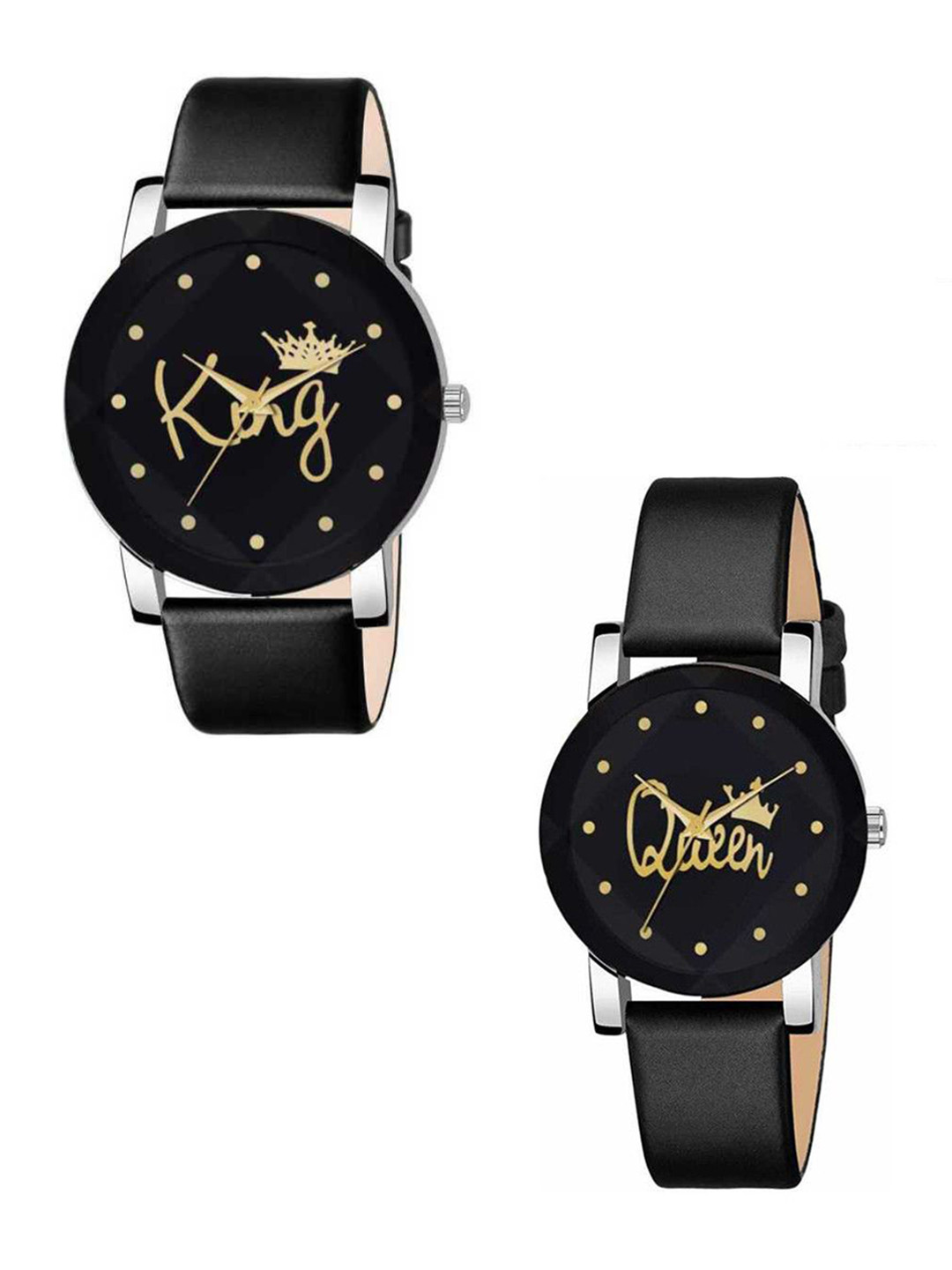Gopal Shopcart Unisex Pack Of 2 Dial & Leather Straps Analogue Watch King_queen_leather