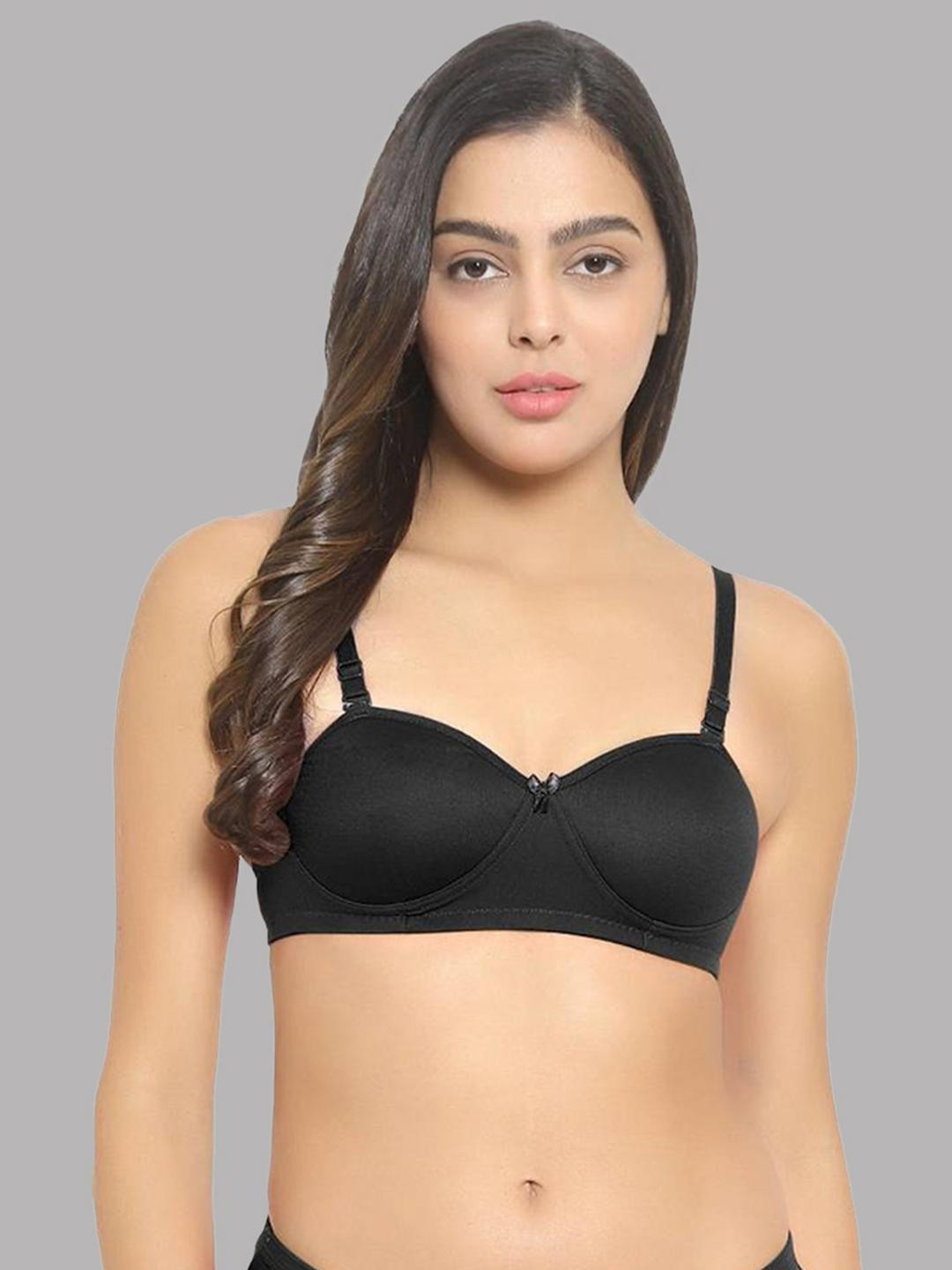 Women Cotton Black Padded Non-Wired Lingerie Bra Sport wear Gym Crop Tank Top