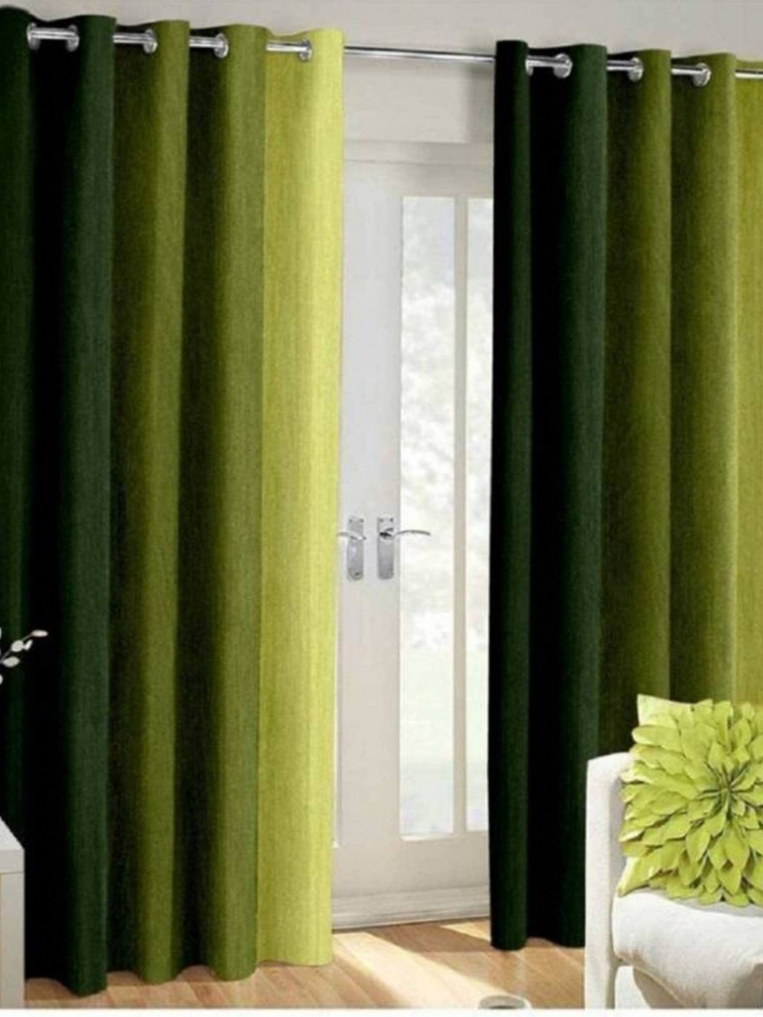 BELLA TRUE Green & Lime Green 2 Pieces Ombre Door Curtains