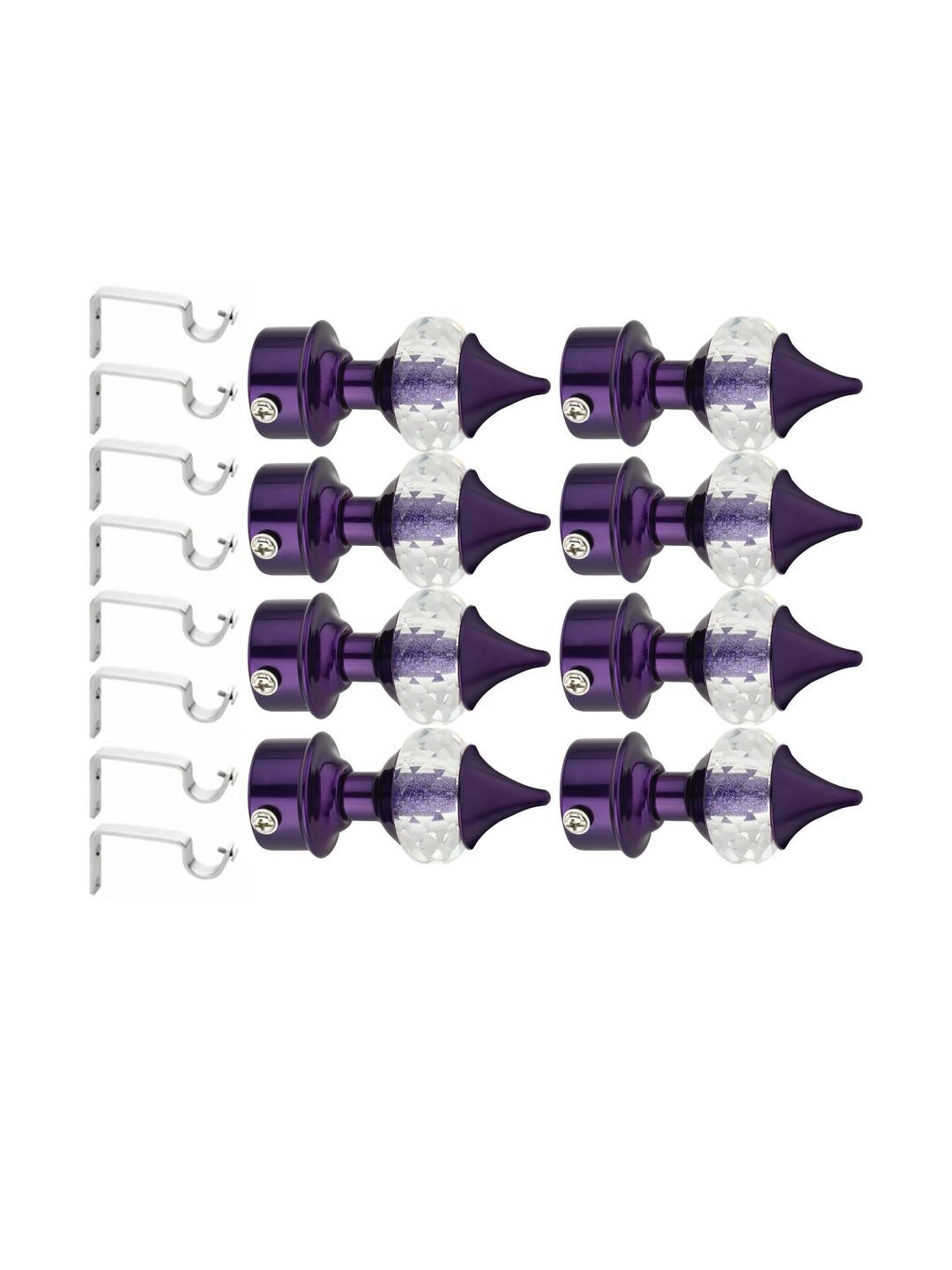 Ghazian Purple Curtain Knobs, Rod Rail Bracket Metal (Pack of 8)