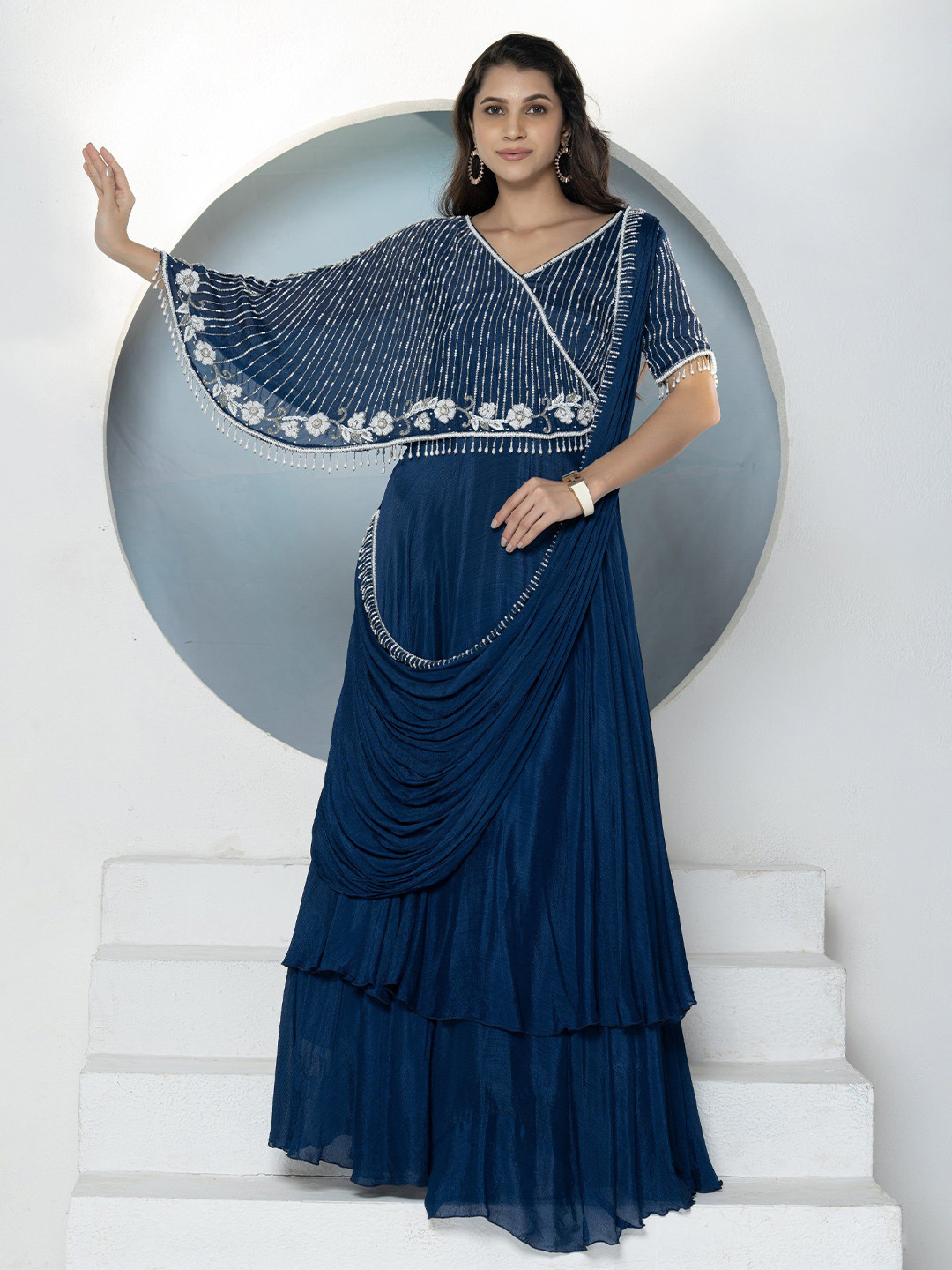 GloballyRonakRBafna Women Embellished Layered Gown Dress