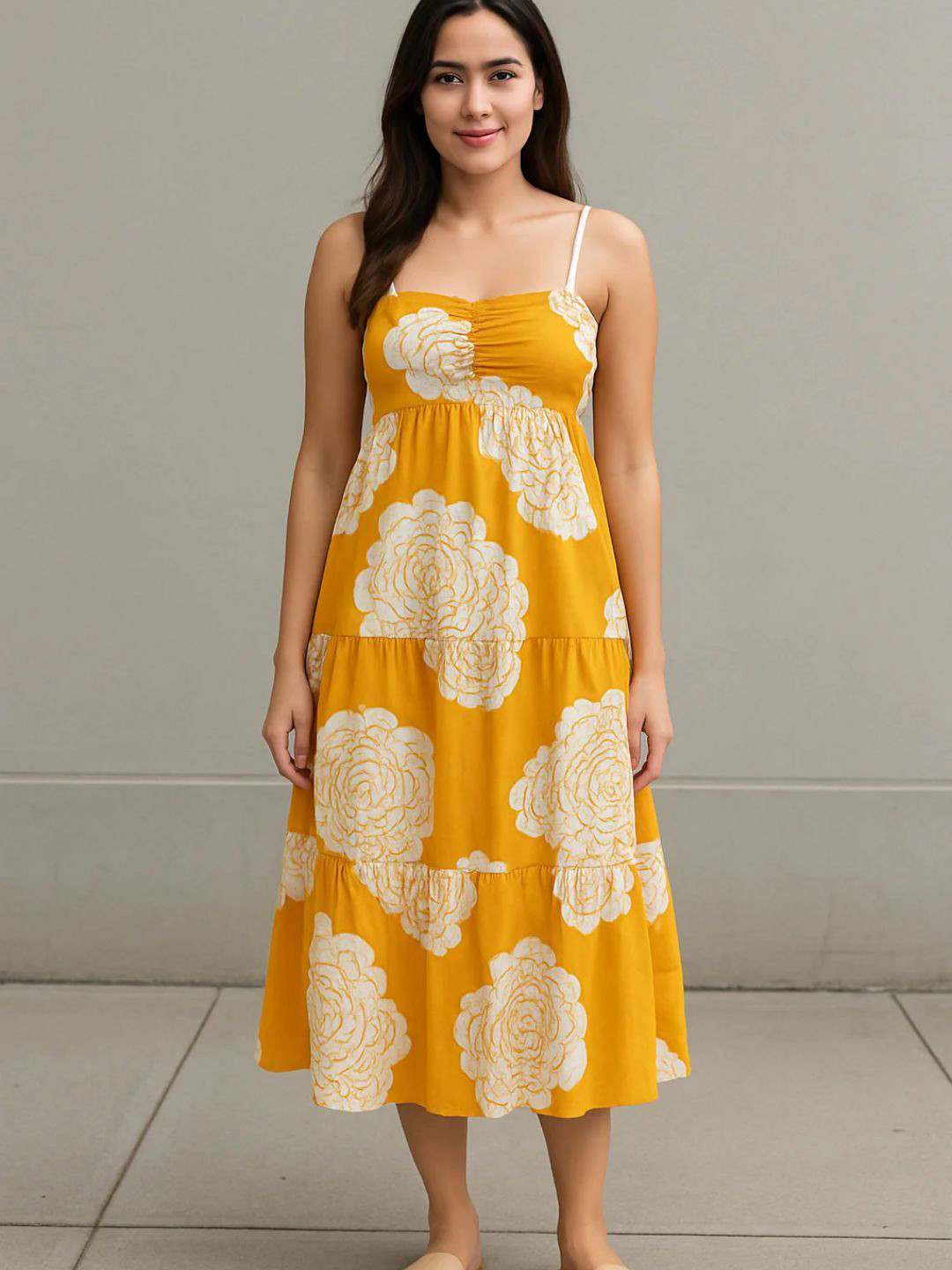 Branche Women Shoulder Straps Ethnic Motifs Empire Midi Dress