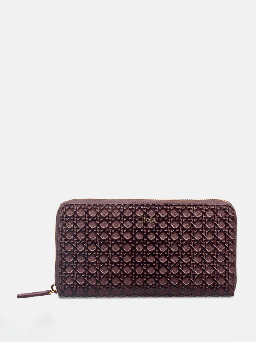 GIOIA Women Burgundy Leather Daisy Ziparound Wallet