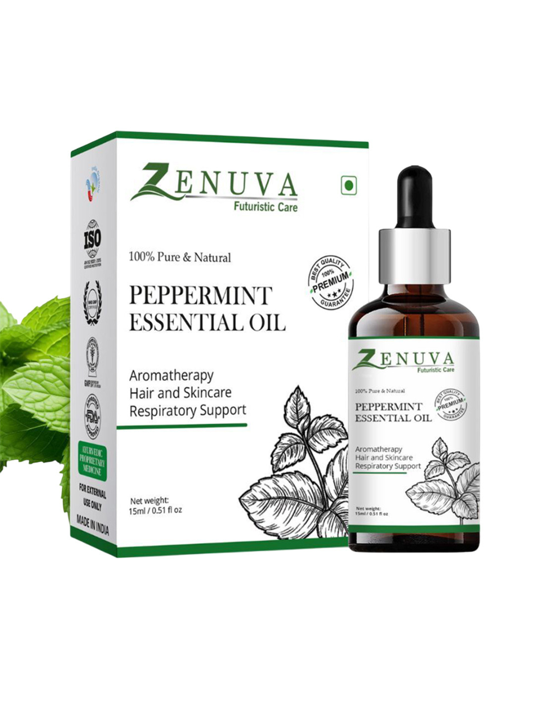 Zenuva Pure & Natural Peppermint Essential Oil - 15 ml