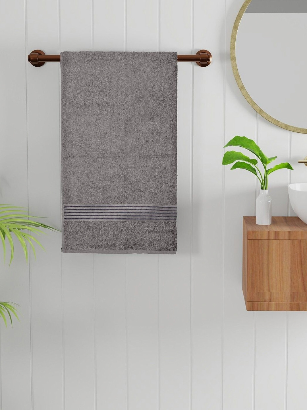 Bichauna Grey Cotton 400 GSM Bath Towel