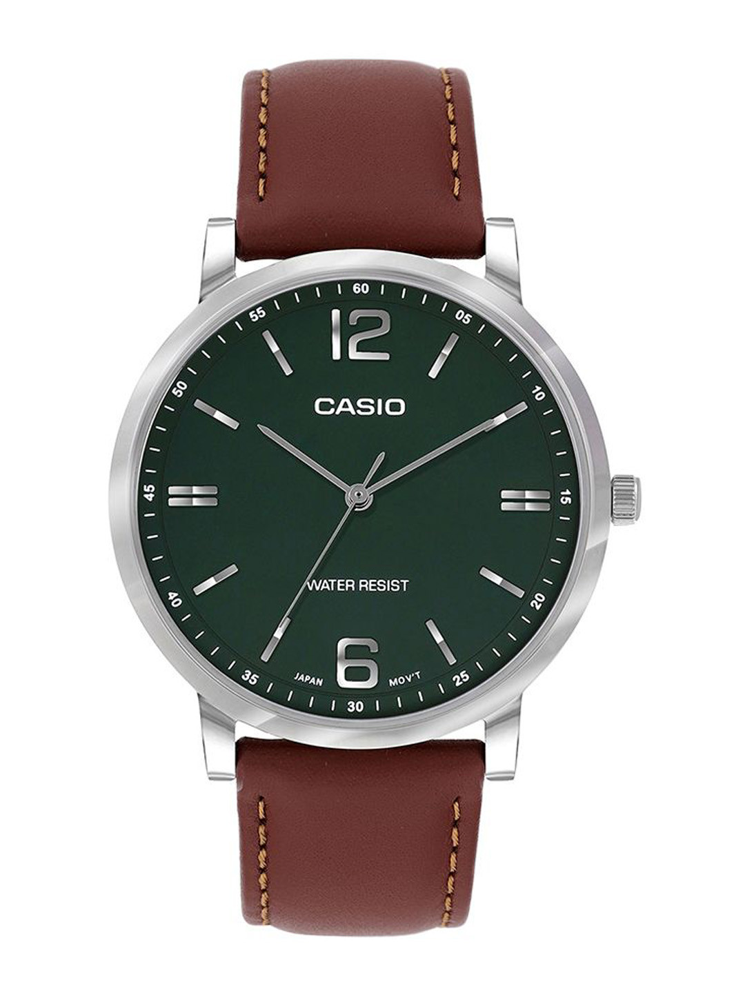 CASIO Men Brass Dial & Leather Cuff Straps Analogue Watch A2438