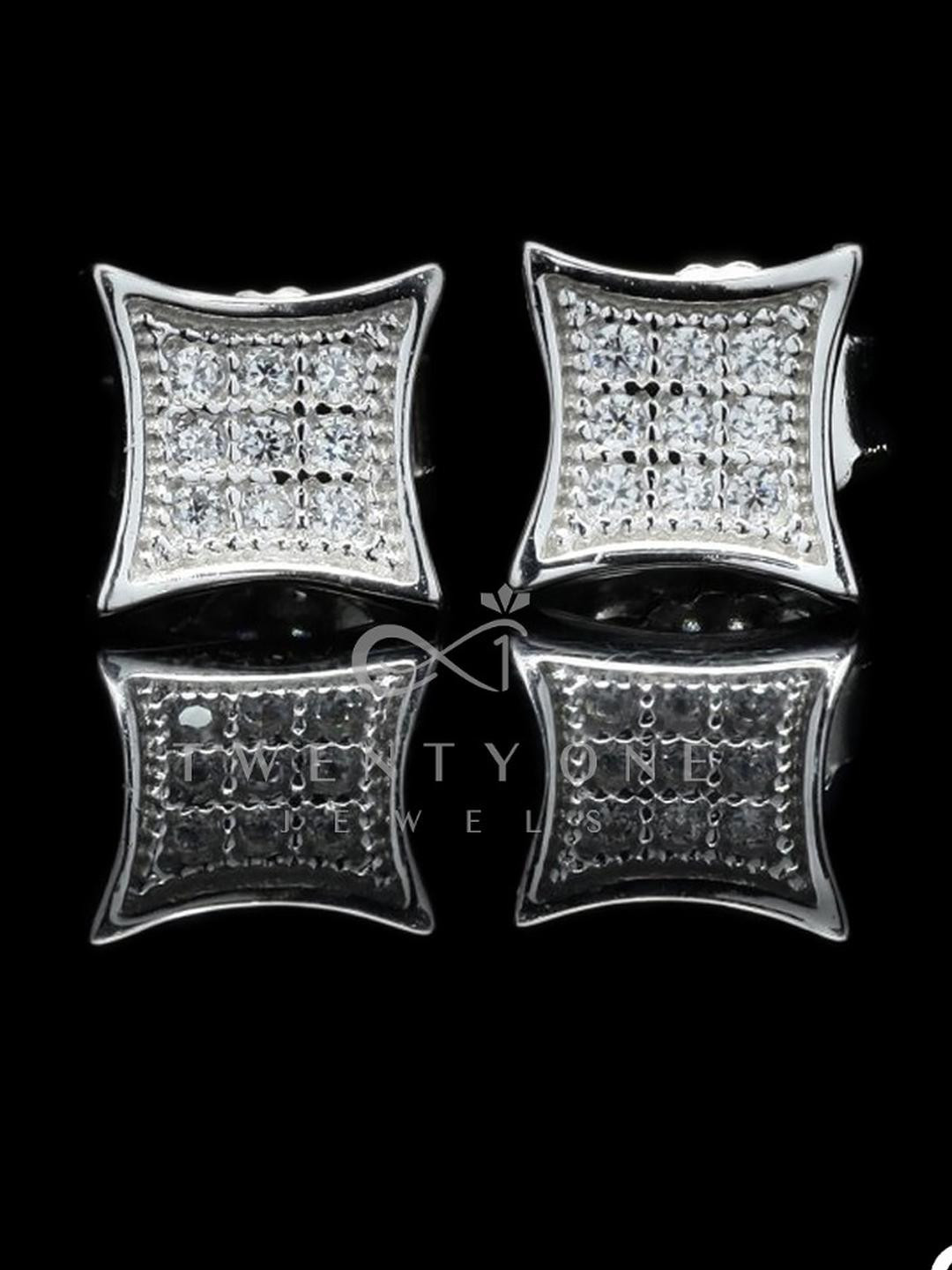 TIA Pave Setting Small Square Studs on 925 Silver