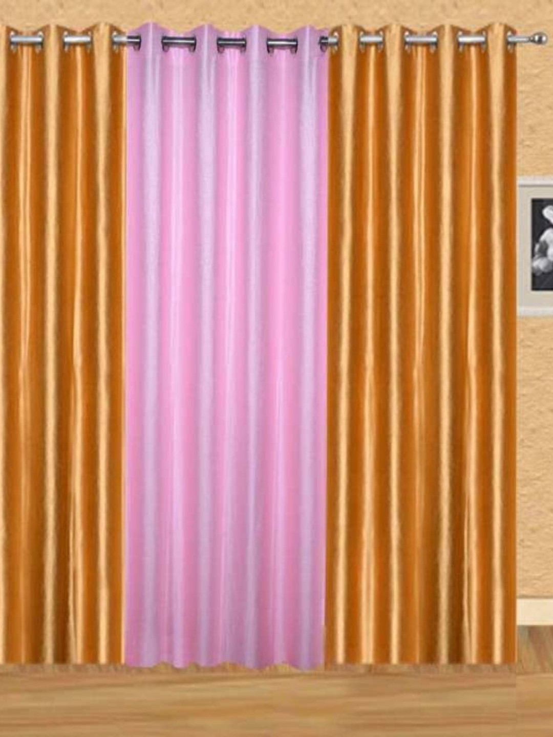 BELLA TRUE Orange And Pink 4 Pieces Regular Window Curtains