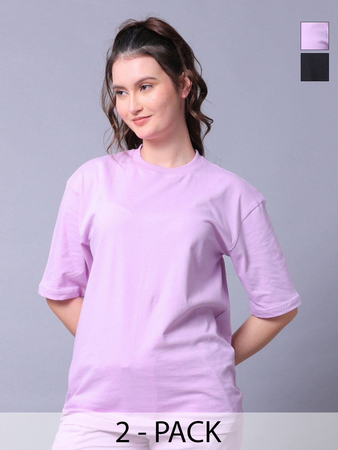 Lazy Lush Unisex Round Neck Solid Cotton Oversized Couples T-Shirt