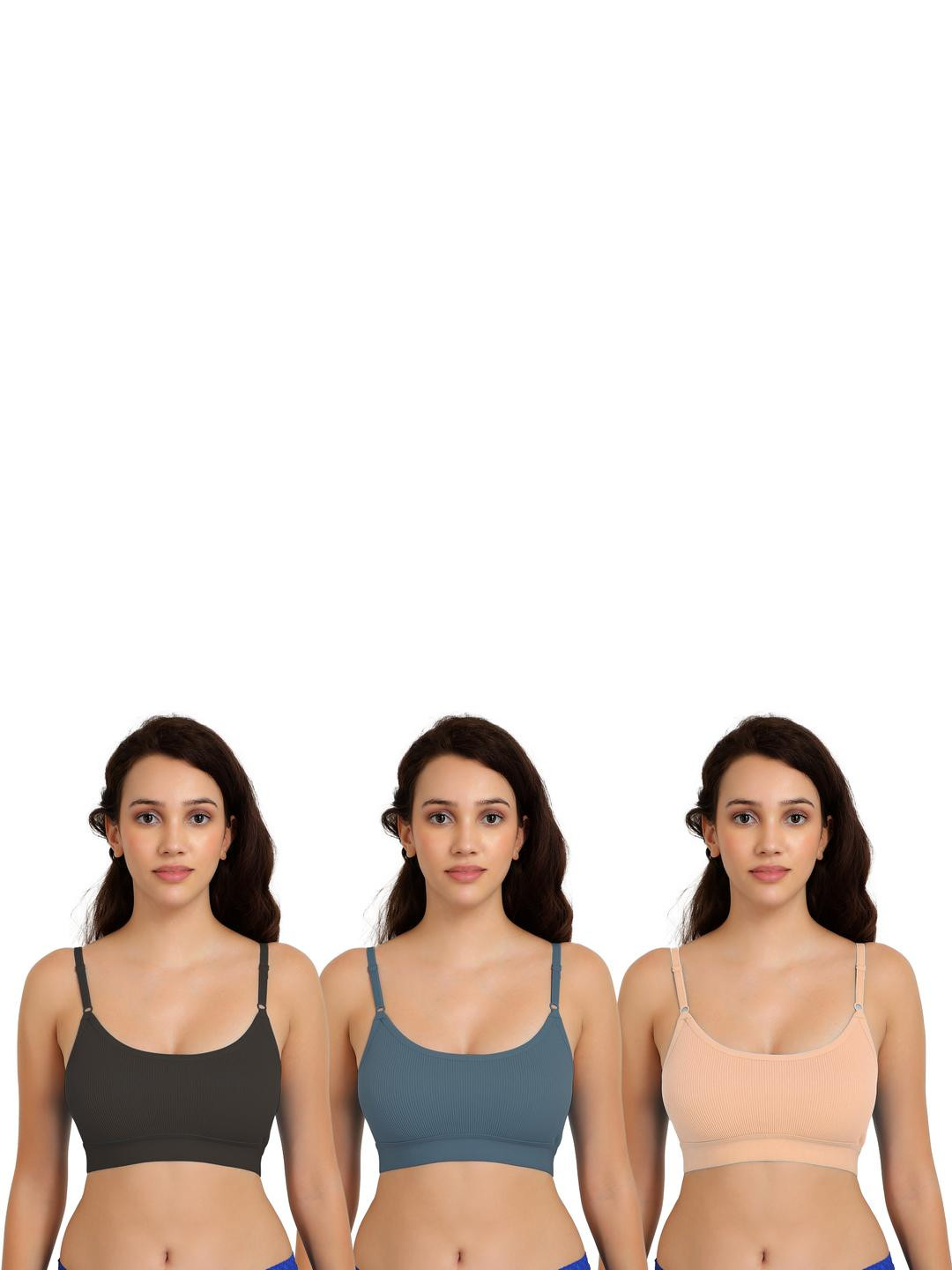 Women Cotton Black,Dark Green,Brown Non Padded Non-Wired Lingerie Bra Sport wear Gym Crop Tank Top