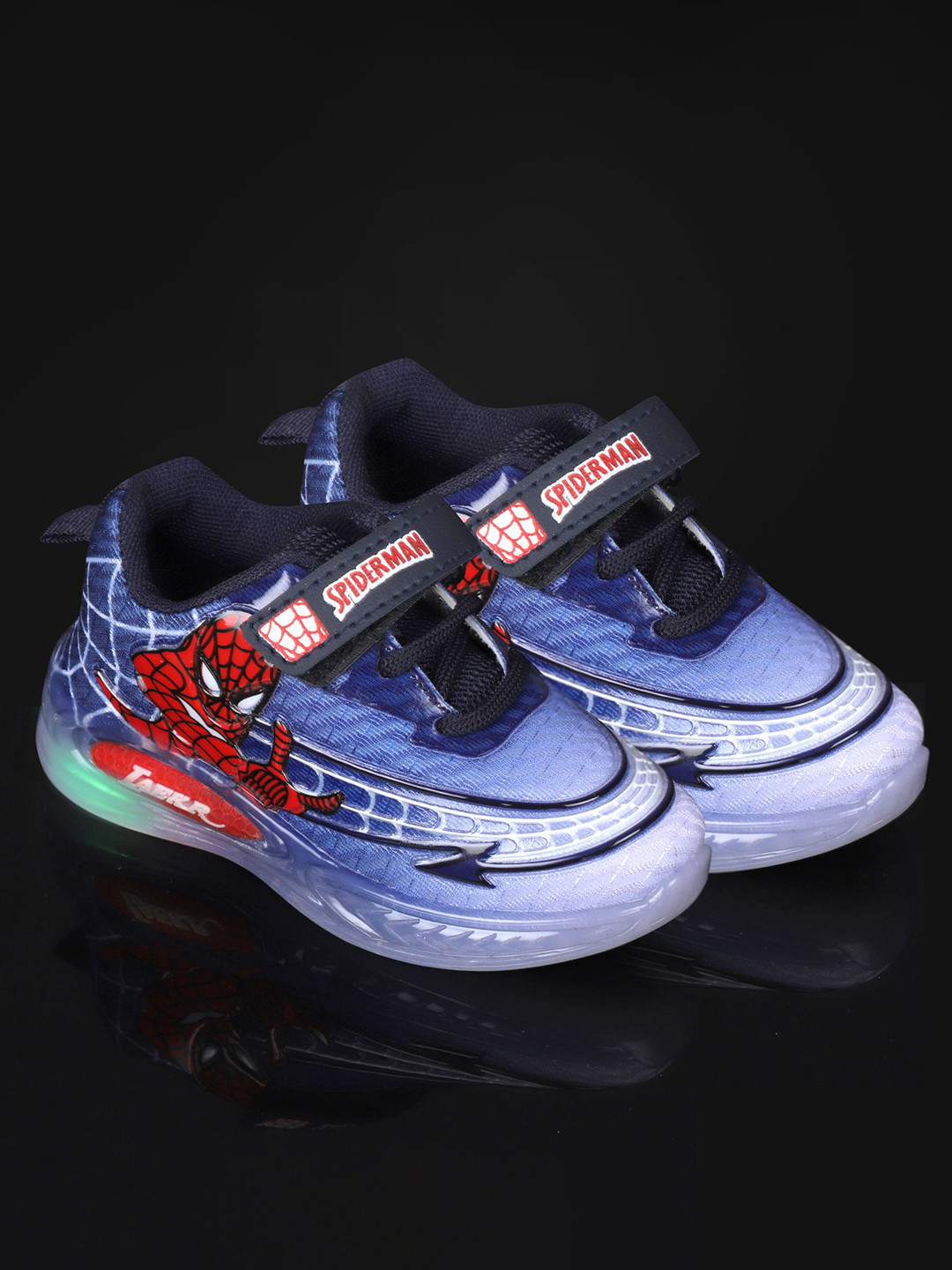 FEETWELL SHOES Kids Printed LED Round Toe Velcro Sneakers