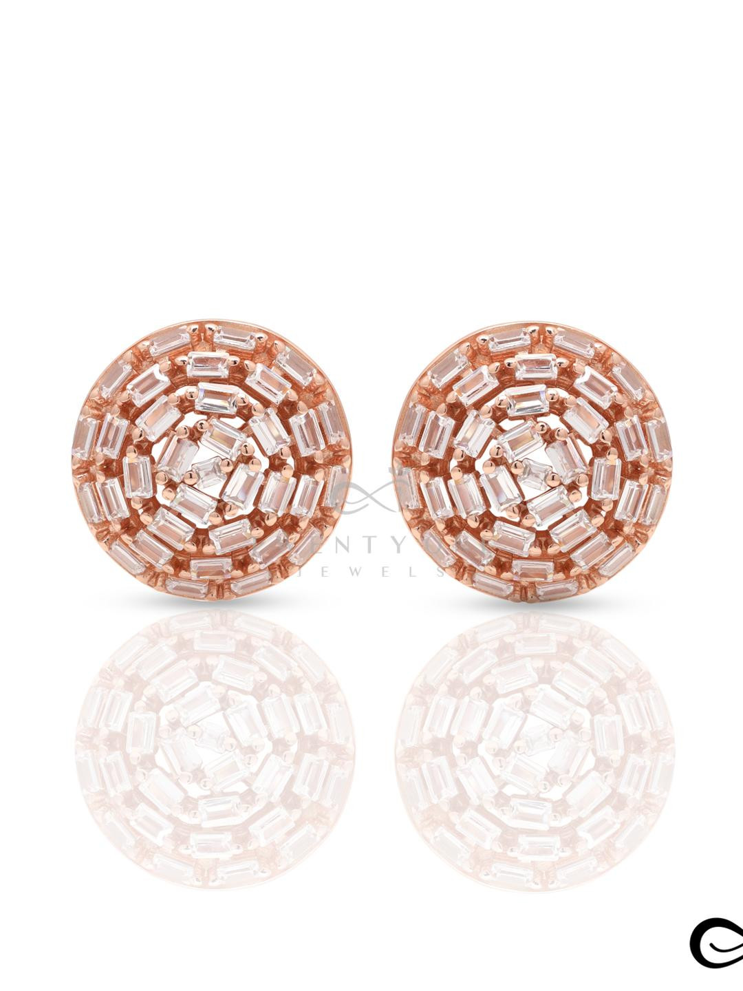 Rose Gold Cama Studs on Pure 925 Silver